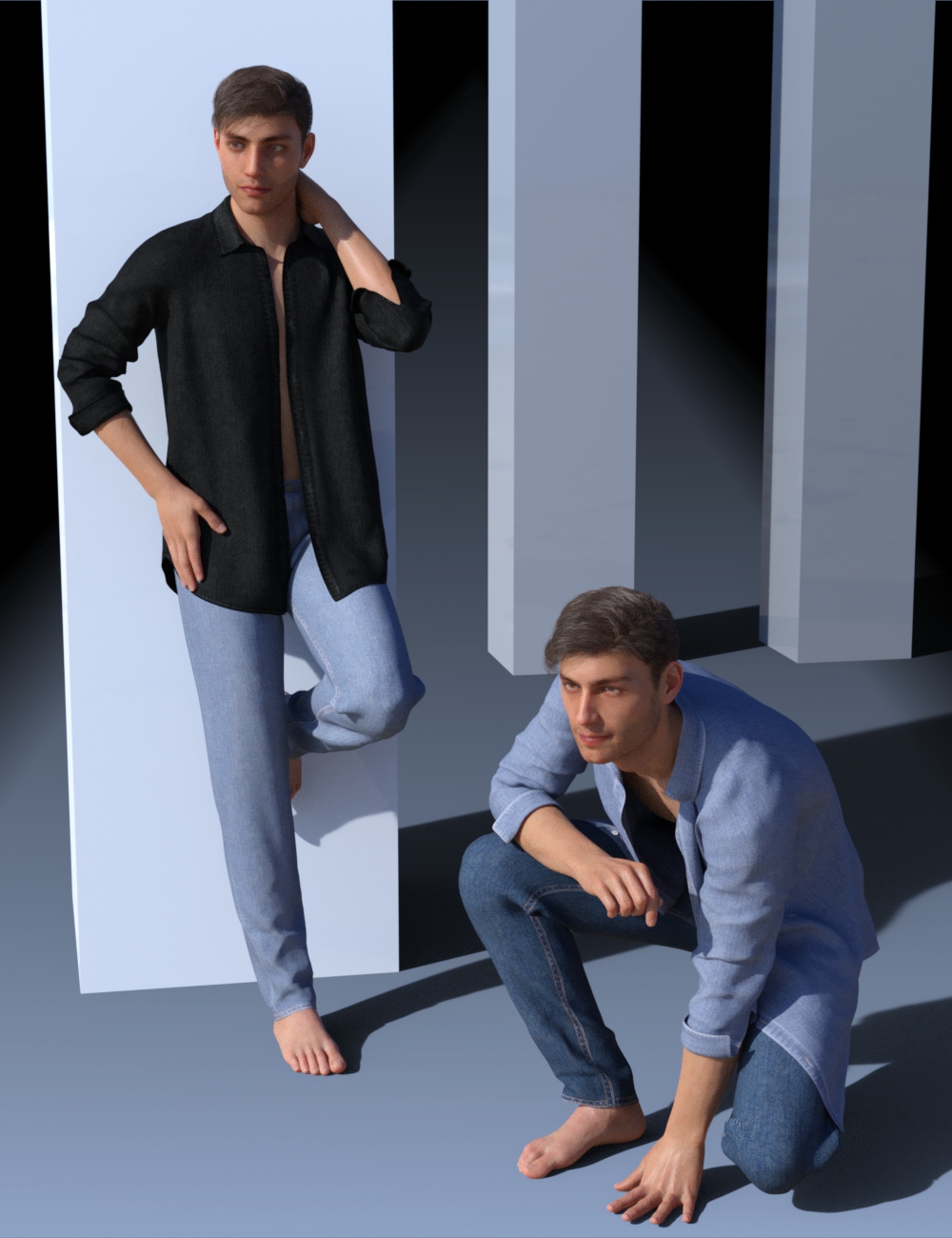 dForce My Guy Jeans and Shirt for Genesis 8 Male by: Aave NainenIDG DesignsDestinysGarden, 3D Models by Daz 3D