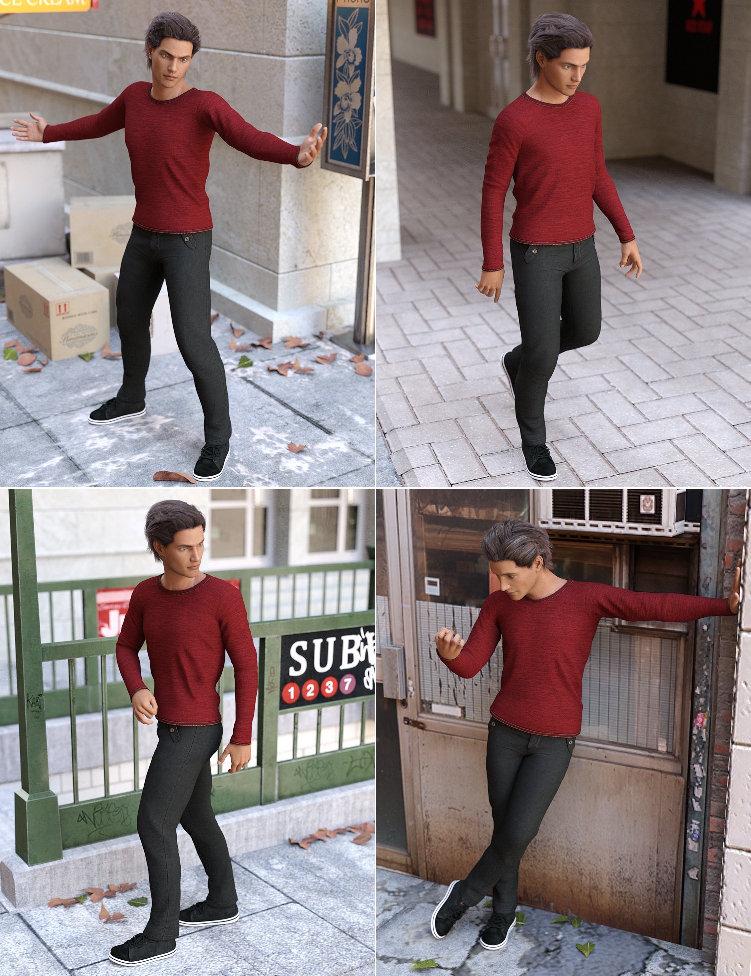 Everyday Urban Poses Everyday Urban Poses by: Three Wishes, 3D Models by Daz 3D