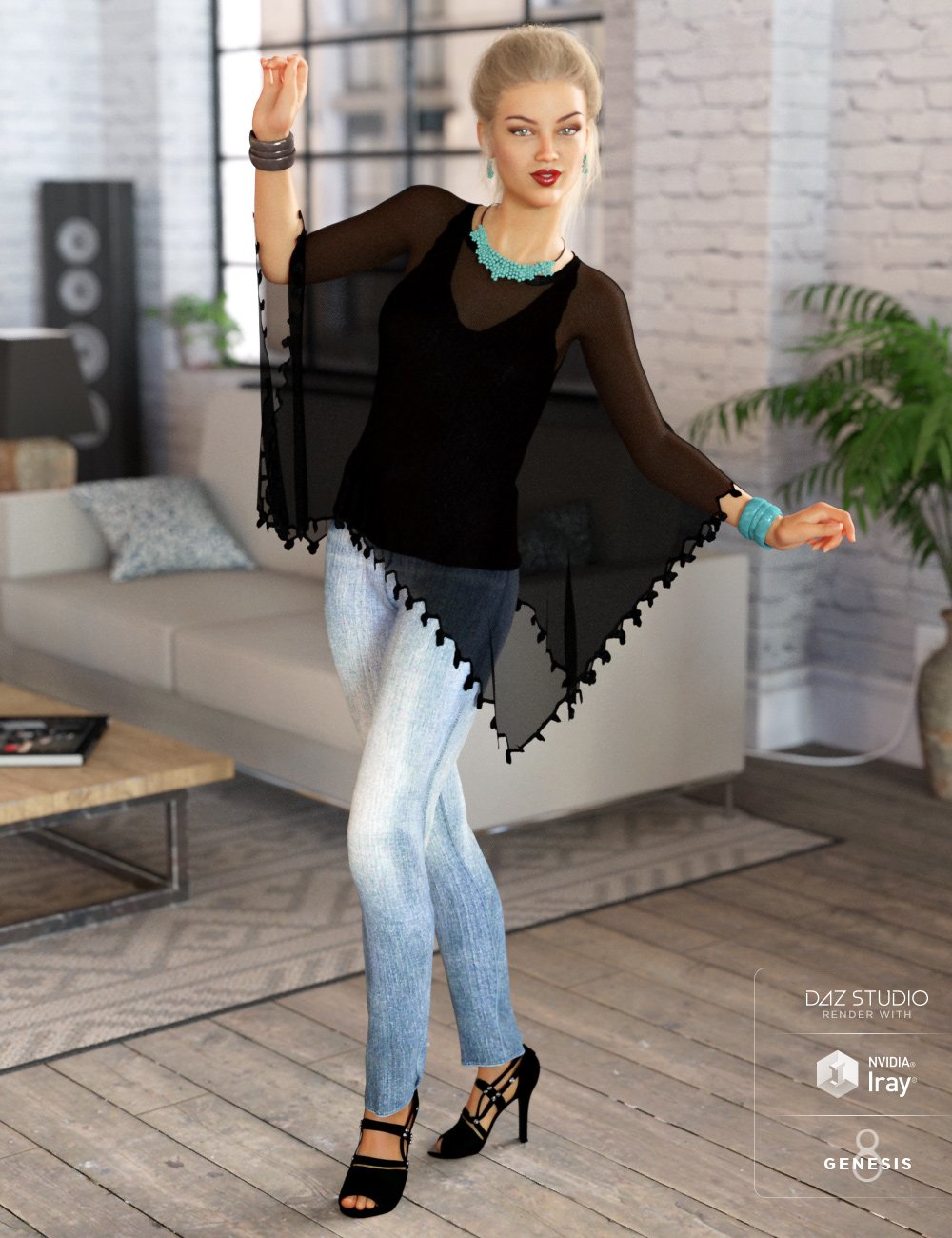 dForce Breezy Day Outfit for Genesis 8 Female(s) by: Barbara BrundonShox-DesignUmblefugly, 3D Models by Daz 3D