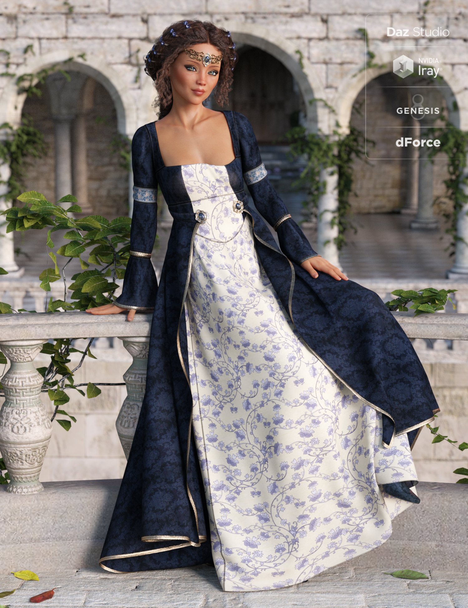 dForce Maiden Princess Outfit for Genesis 8 Female(s) by: ArienNikisatez, 3D Models by Daz 3D