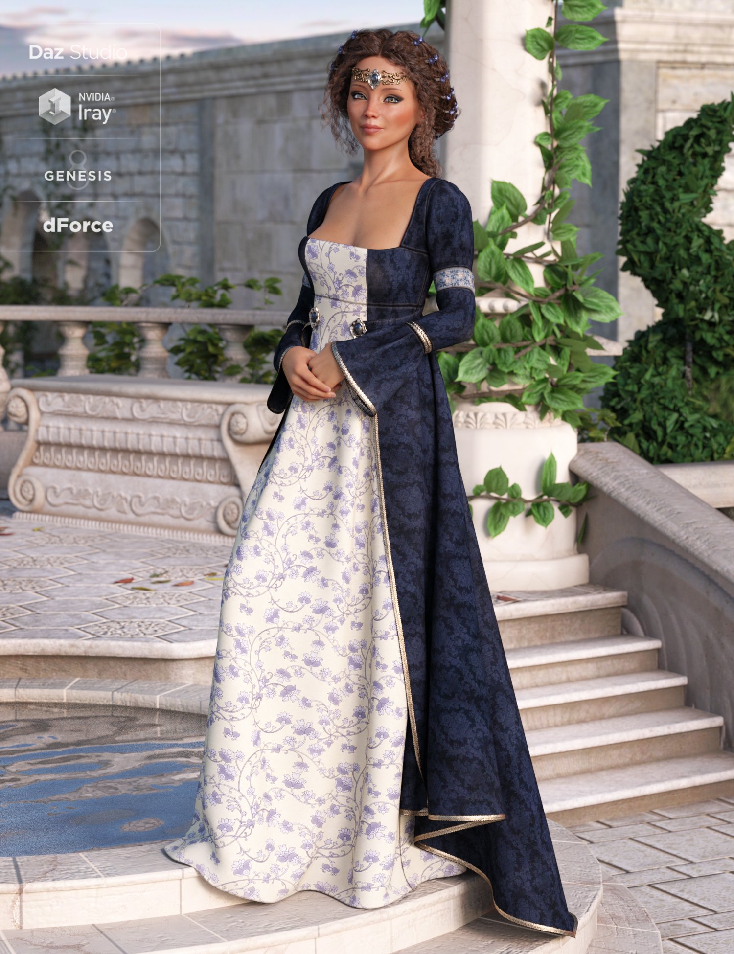 dForce Maiden Princess Outfit for Genesis 8 Female(s) by: ArienNikisatez, 3D Models by Daz 3D
