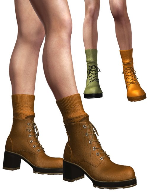 Lug Sole Lace-up Boots For V4 by: dx30, 3D Models by Daz 3D