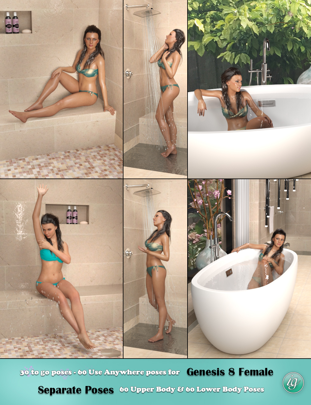 IG Luxury Bathroom Poses by: Valery3Di3D_Lotus, 3D Models by Daz 3D