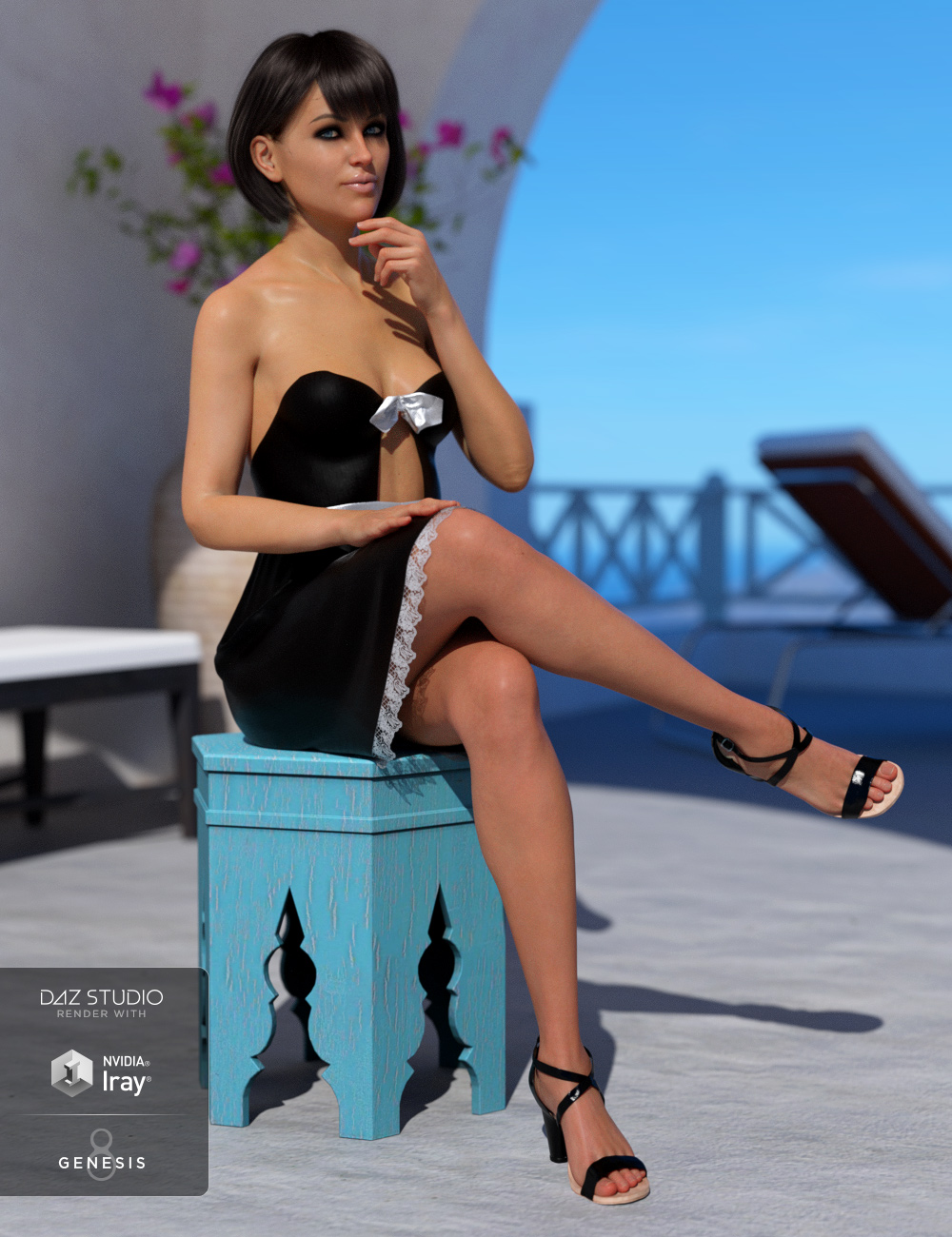dForce Sundress and Low Heels Outfit Textures by: Moonscape GraphicsSade, 3D Models by Daz 3D