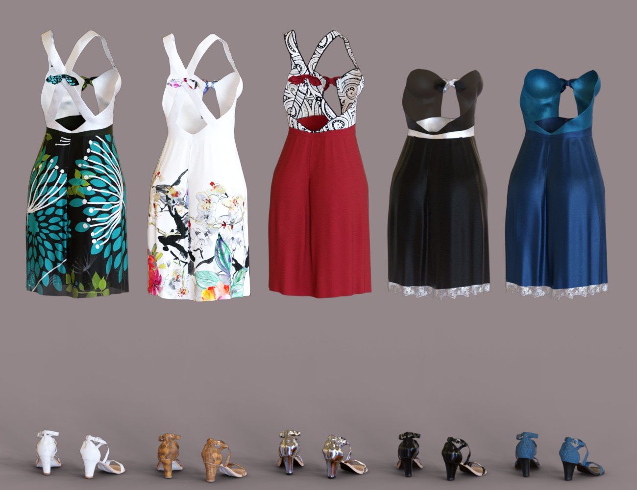 dForce Sundress and Low Heels Outfit Textures dForce Sundress and Low Heels Outfit Textures by: Moonscape GraphicsSade, 3D Models by Daz 3D