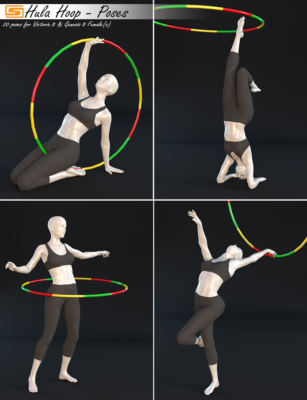 Hula Hoop - Poses for Victoria 8 and Genesis 8 Female(s) by: Sedor, 3D Models by Daz 3D