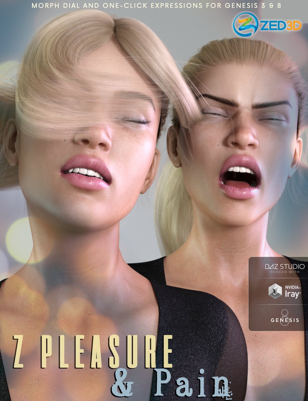Z Pleasure and Pain - Dialable and One-Click Expressions for Genesis 3 and 8 by: Zeddicuss, 3D Models by Daz 3D