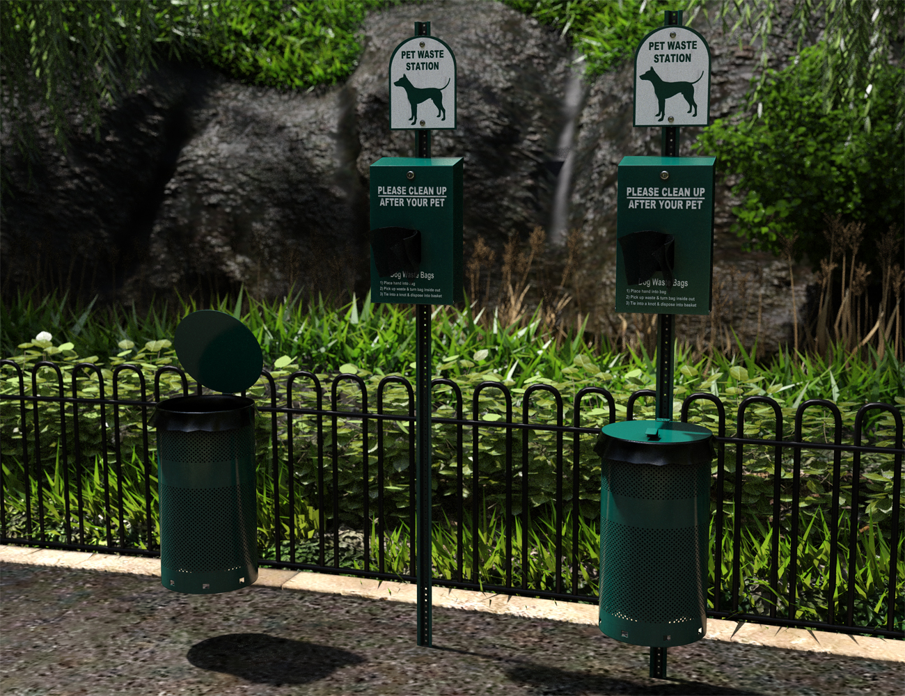 Dog Waste Station and Props by: Rascal3D, 3D Models by Daz 3D