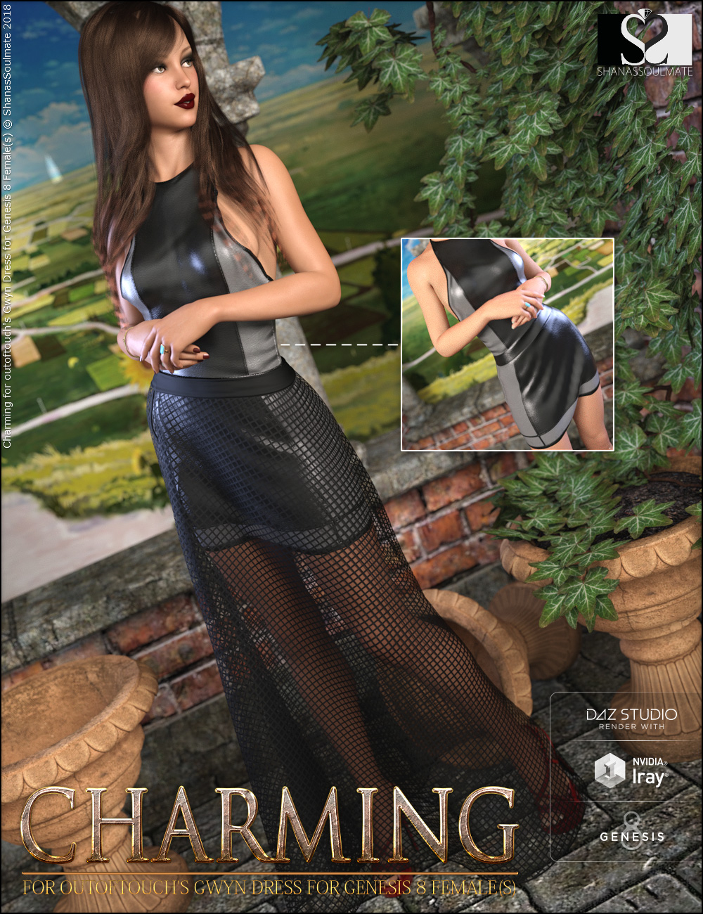 Charming Textures for dForce Gwyn Dress by: ShanasSoulmate, 3D Models by Daz 3D