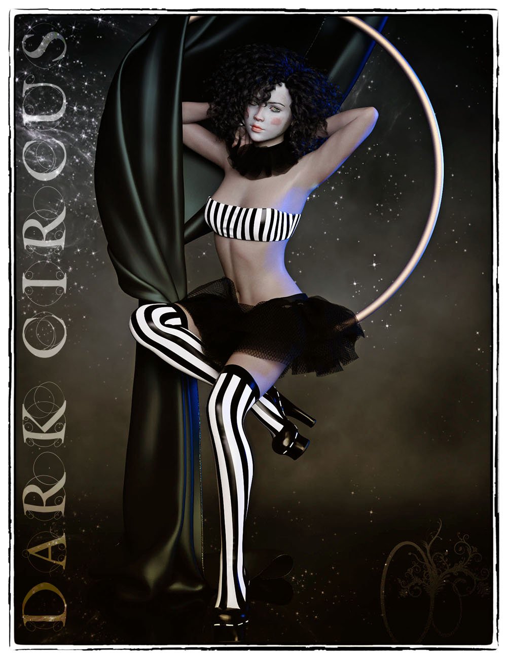 dForce Dark Circus Outfit for Genesis 8 Female(s) by: CynderBlue, 3D Models by Daz 3D