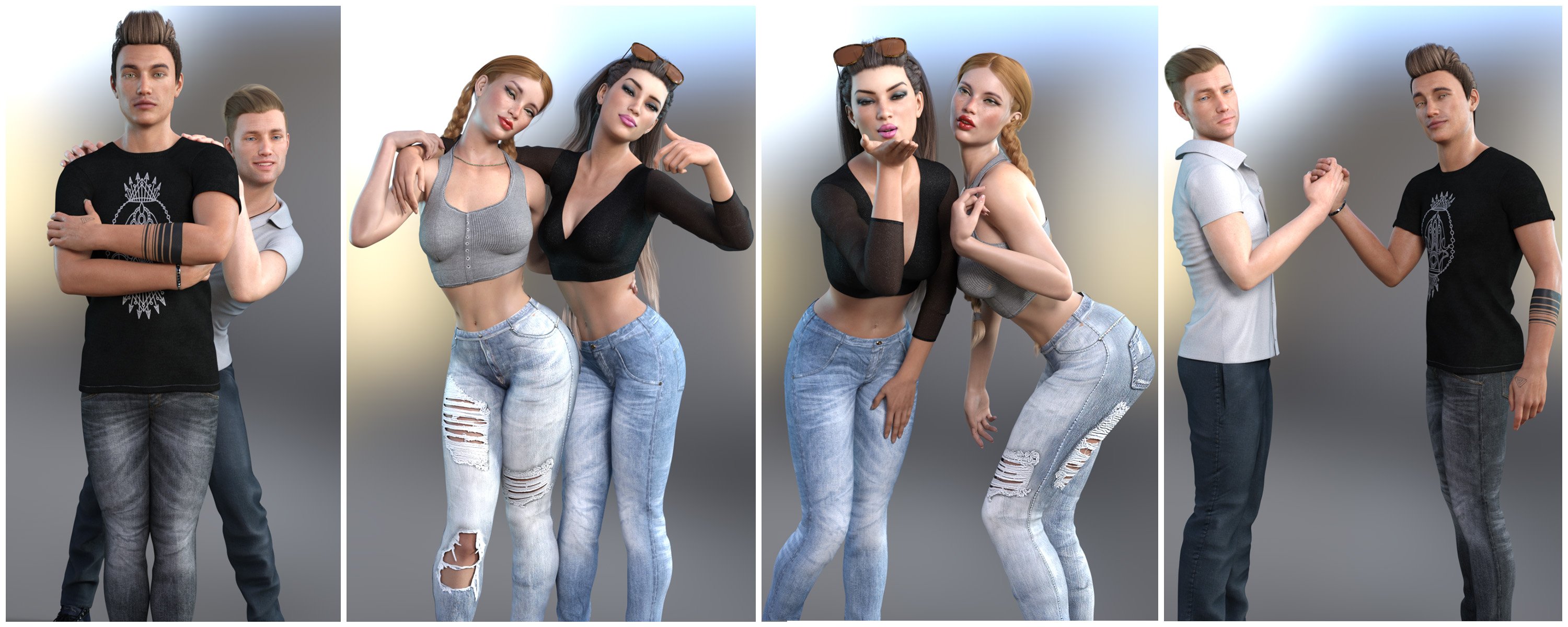 Z Best Friends - Couple Poses for Genesis 3 and 8 Z Best Friends - Couple Poses for Genesis 3 and 8 by: Zeddicuss, 3D Models by Daz 3D