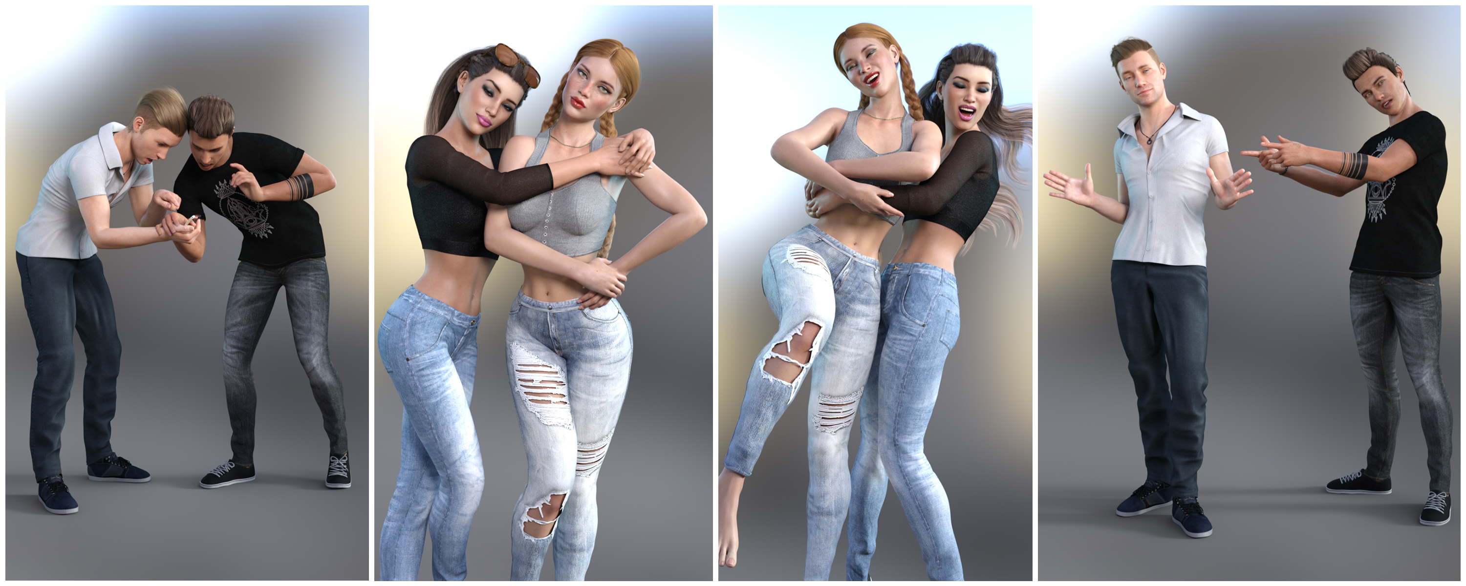 Z Best Friends - Couple Poses for Genesis 3 and 8 Z Best Friends - Couple Poses for Genesis 3 and 8 by: Zeddicuss, 3D Models by Daz 3D