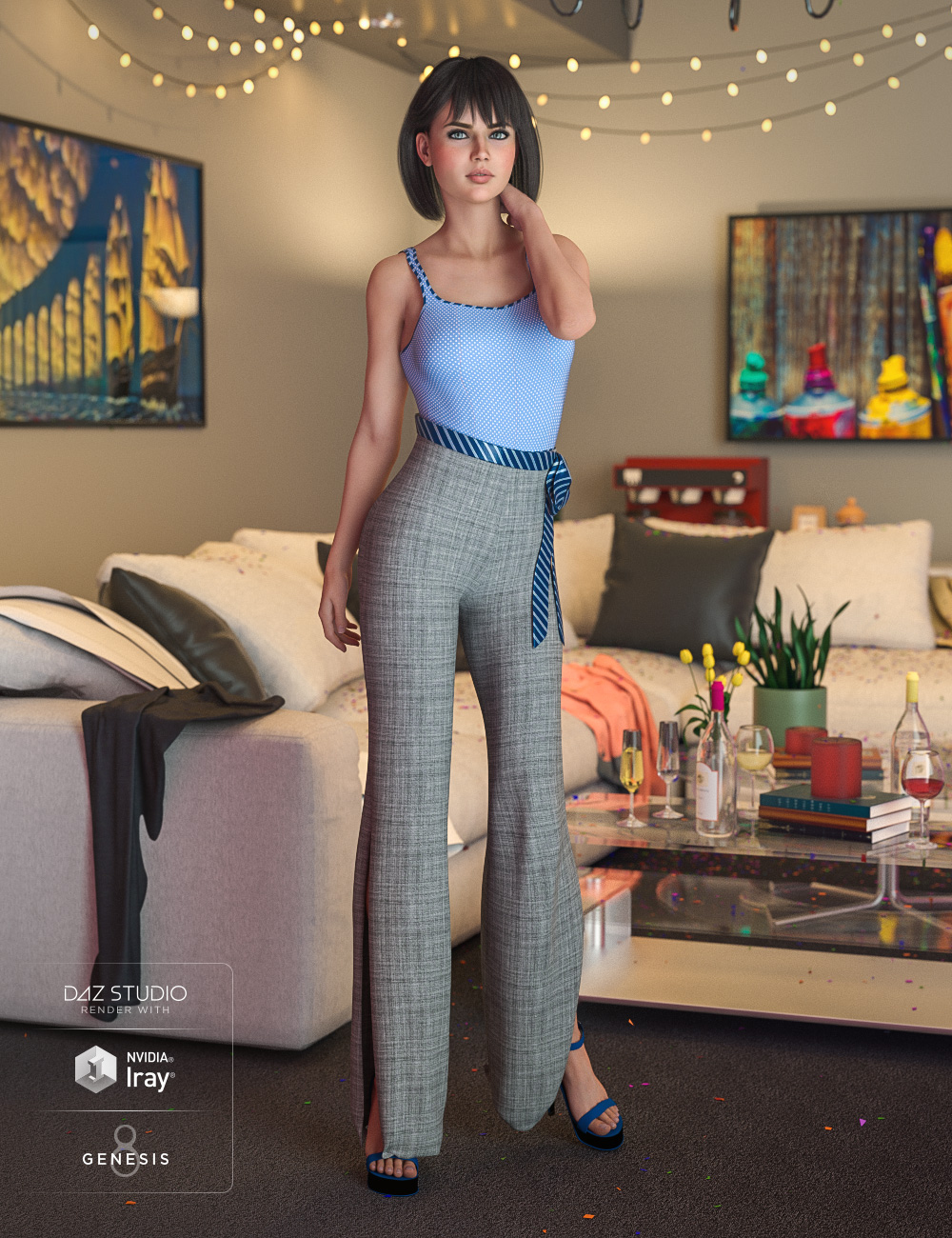 dForce Summer Socialite Outfit for Genesis 8 Female(s) by: Anna BenjaminBarbara BrundonUmblefugly, 3D Models by Daz 3D
