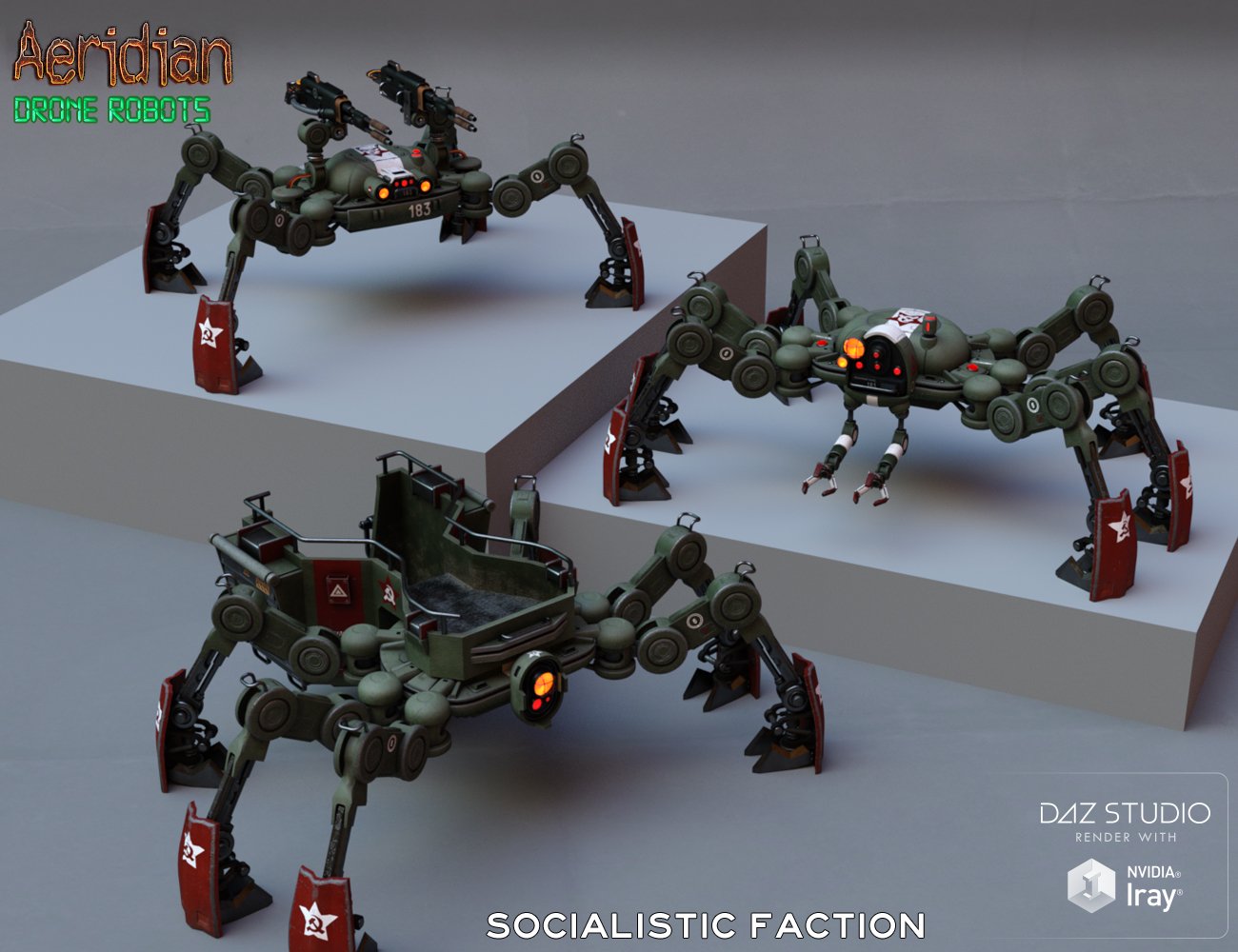 Aeridian Drone Robots by: E-Arkham, 3D Models by Daz 3D