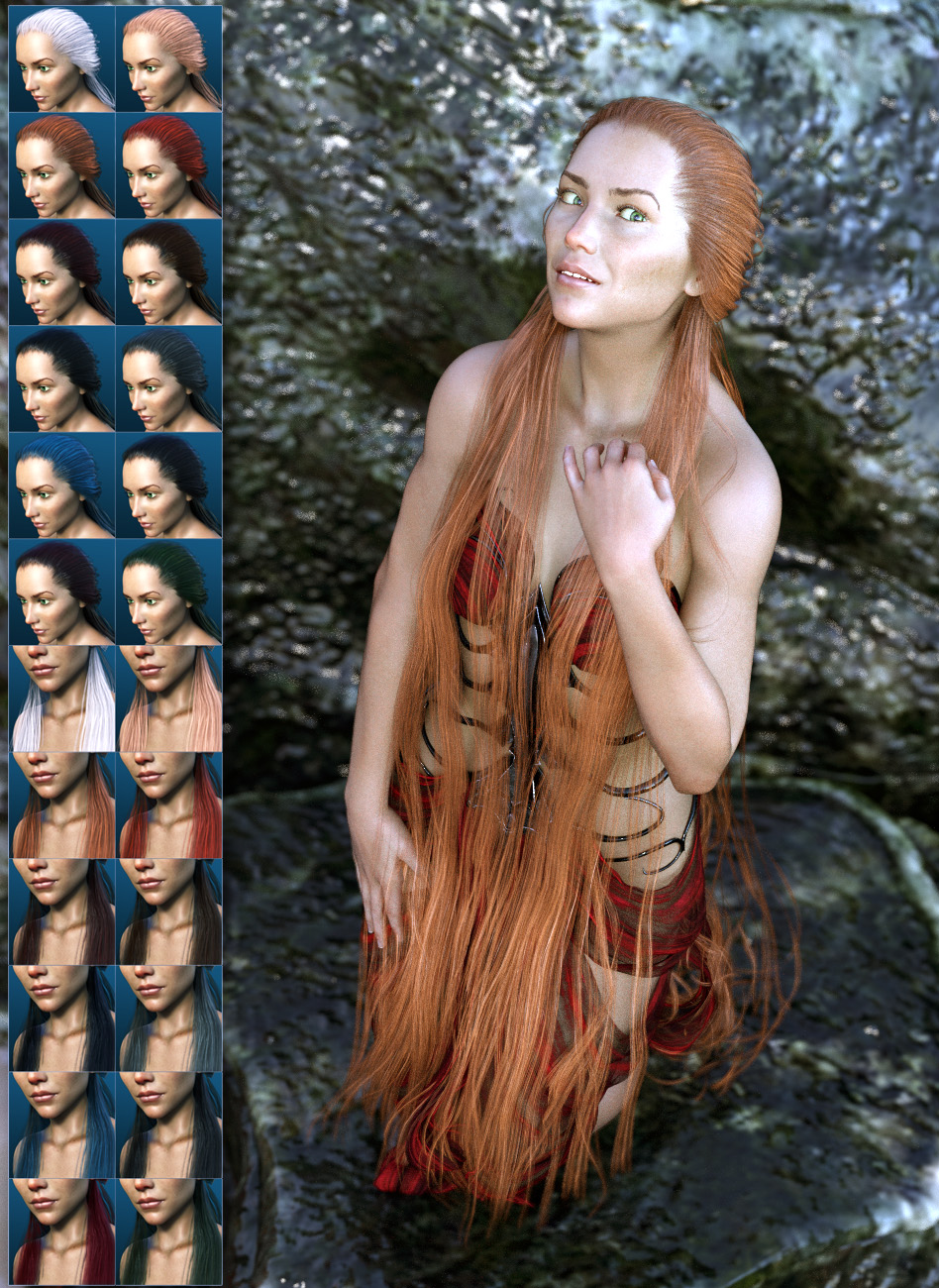 Aguja Mermaid Hair with dForce for Genesis 8 Female by: ArkiShox-Design, 3D Models by Daz 3D