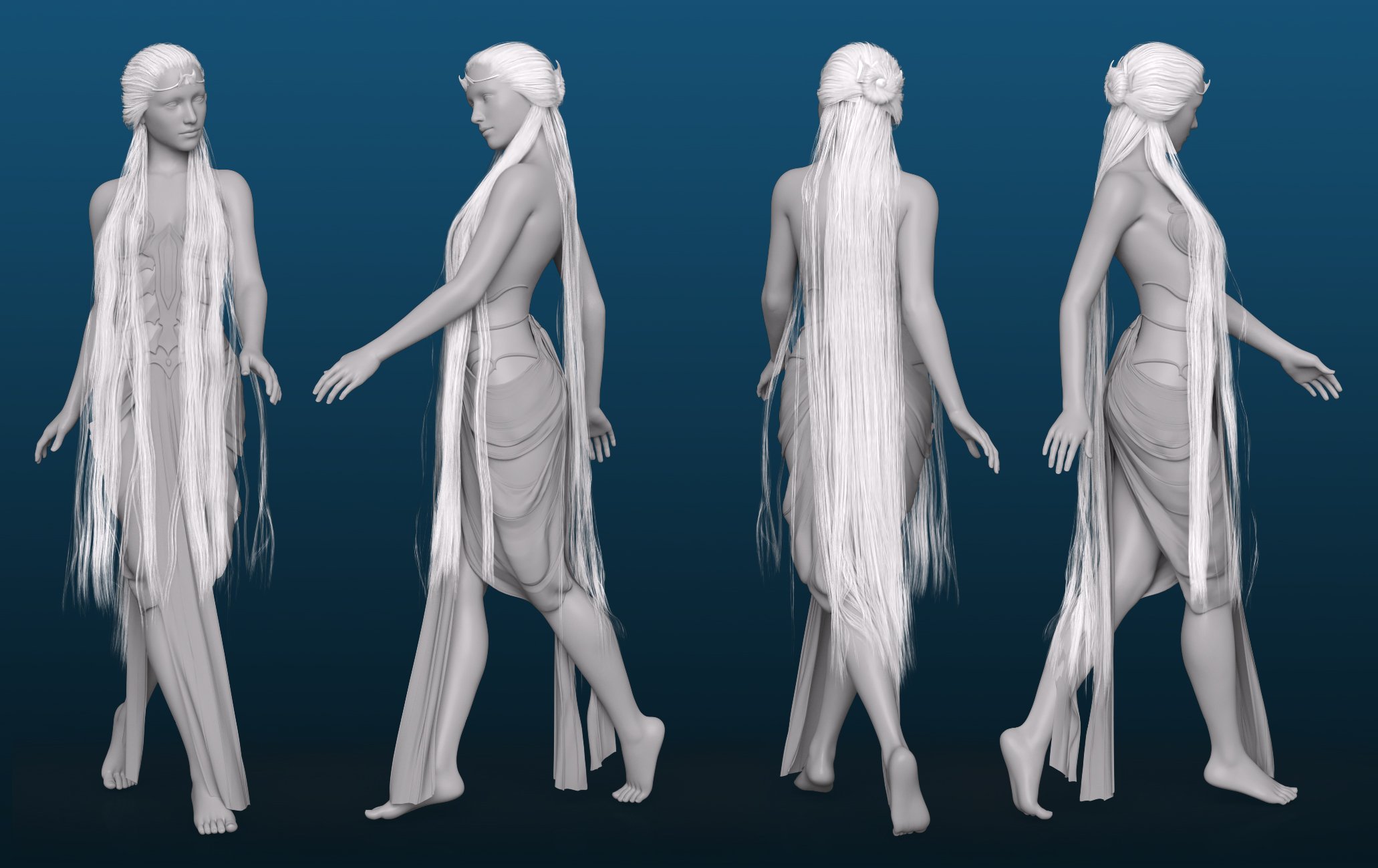 Aguja Mermaid Hair with dForce for Genesis 8 Female by: ArkiShox-Design, 3D Models by Daz 3D