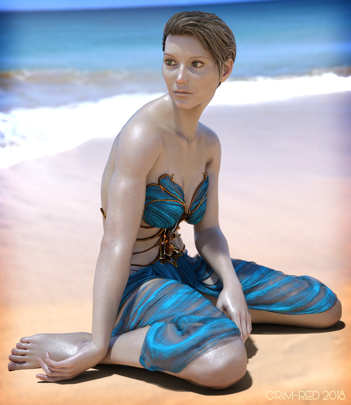 dForce Aguja Mermaid Dress for Genesis 8 Female by: ArkiShox-Design, 3D Models by Daz 3D