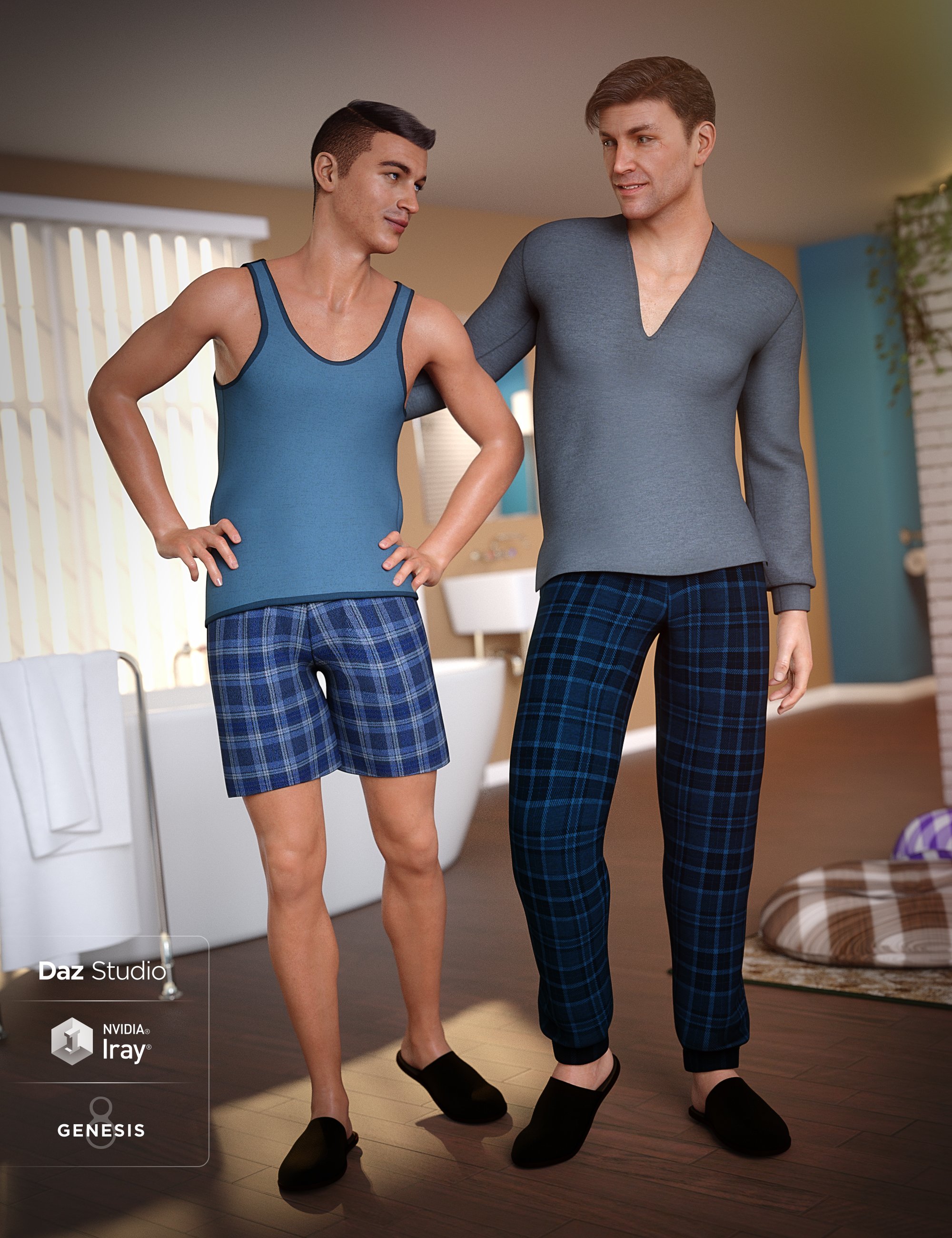 dForce Pajamas for Genesis 8 Male(s) by: Ravenhair, 3D Models by Daz 3D