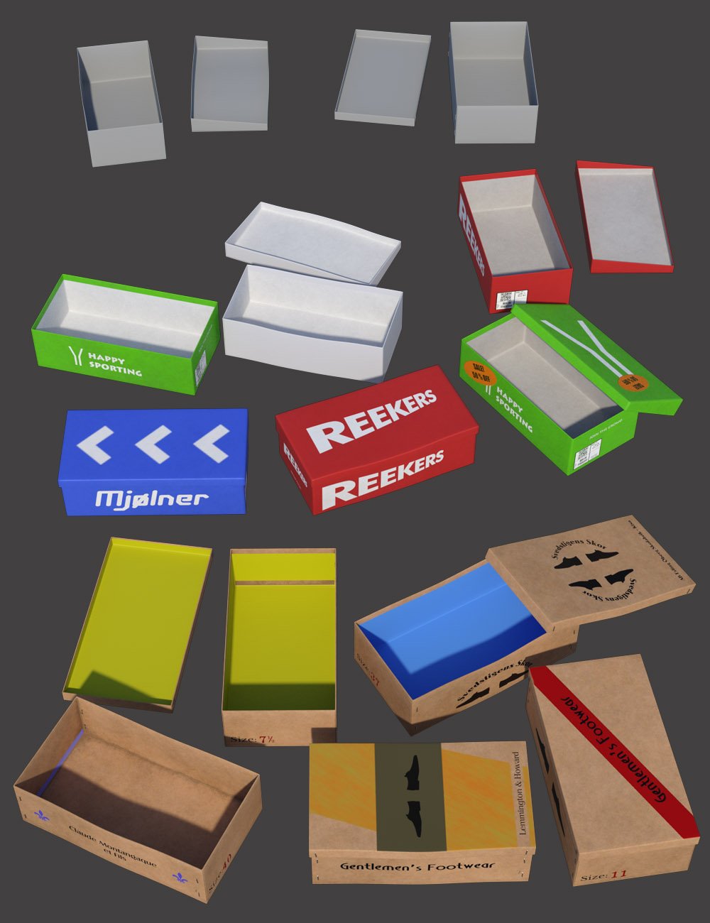 Shoe Boxes and Store Props by: Code 66, 3D Models by Daz 3D