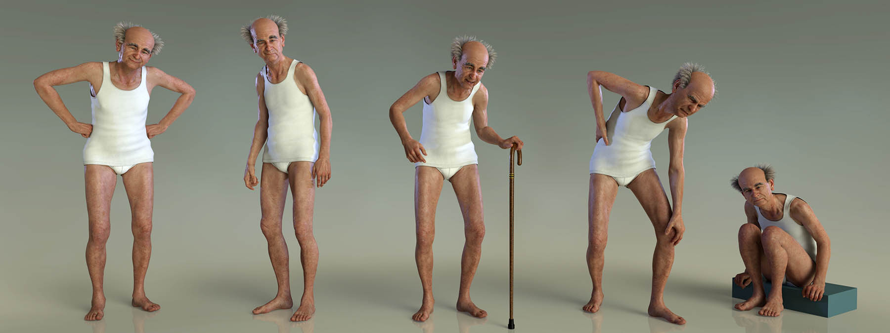Old Man Poses and Walking Cane for Floyd 8 by: Capsces Digital Ink, 3D Models by Daz 3D