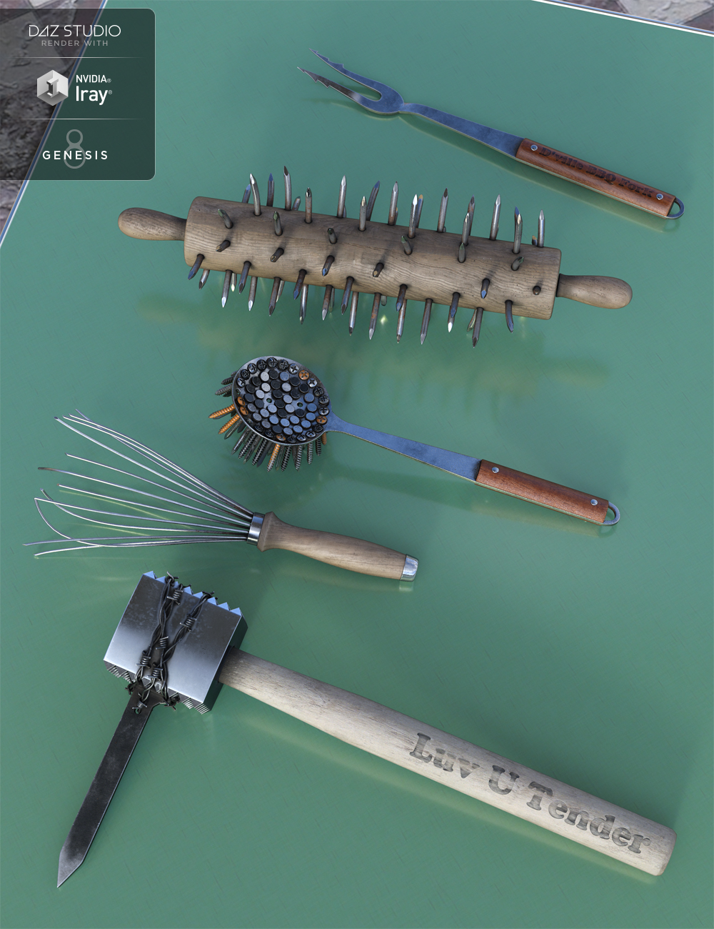 Kitchen Wasteland Weapons by: Rascal3D, 3D Models by Daz 3D