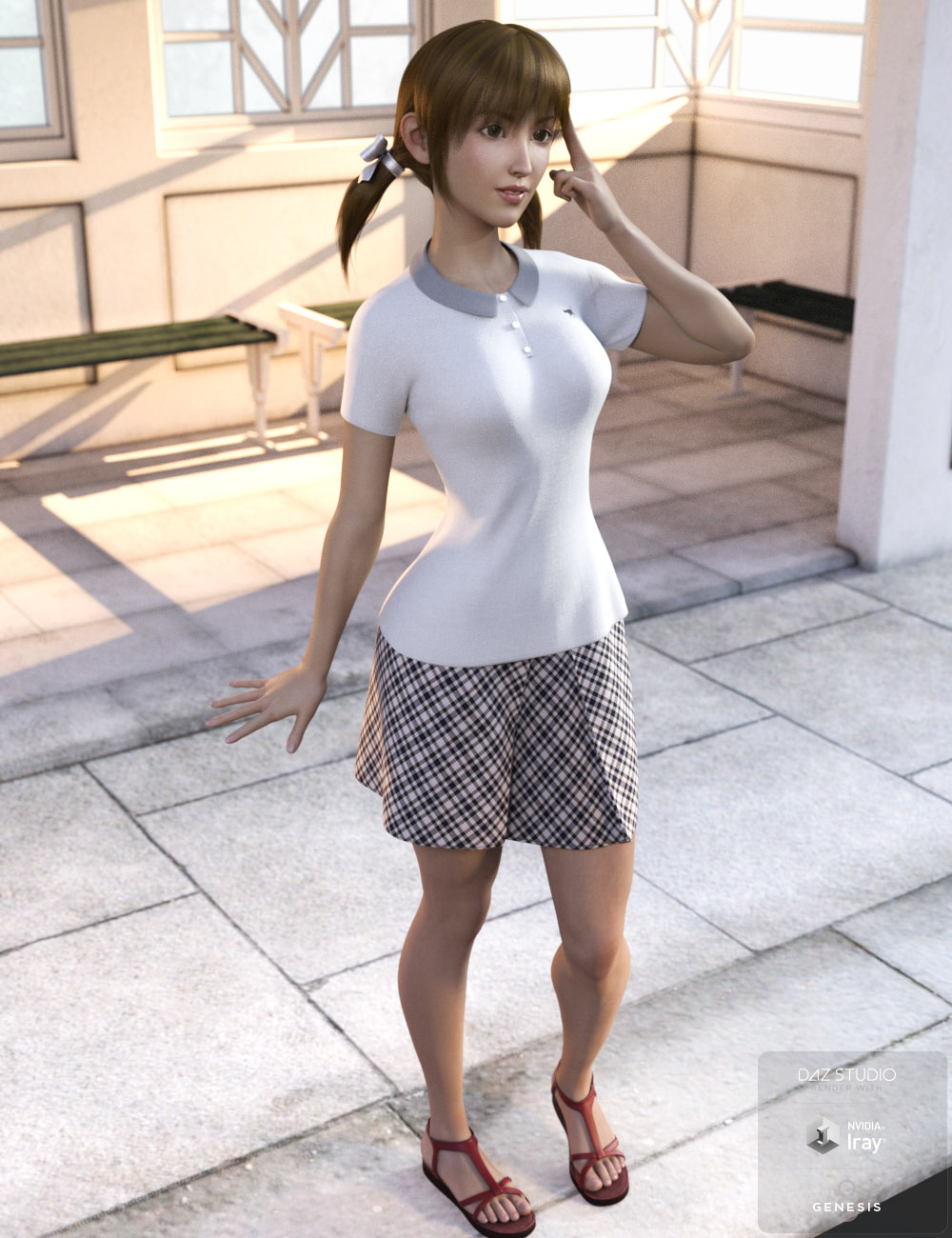 dForce Summer Polo Style Outfit for Genesis 8 Female(s) by: tentmanShox-Design, 3D Models by Daz 3D