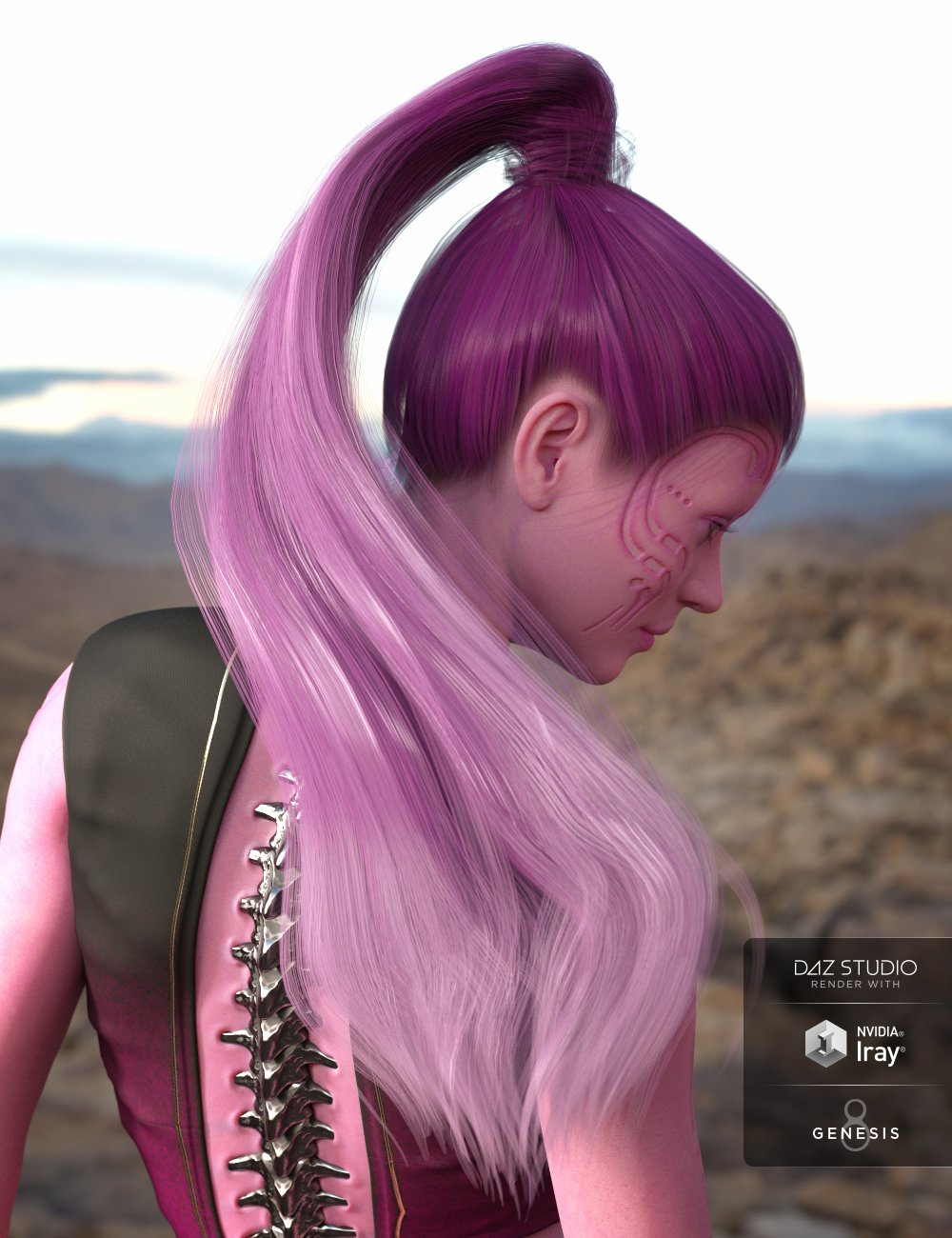 Sleek Ponytail Hair for the Genesis 8 and 3 Female(s) by: 3DCelebrity, 3D Models by Daz 3D