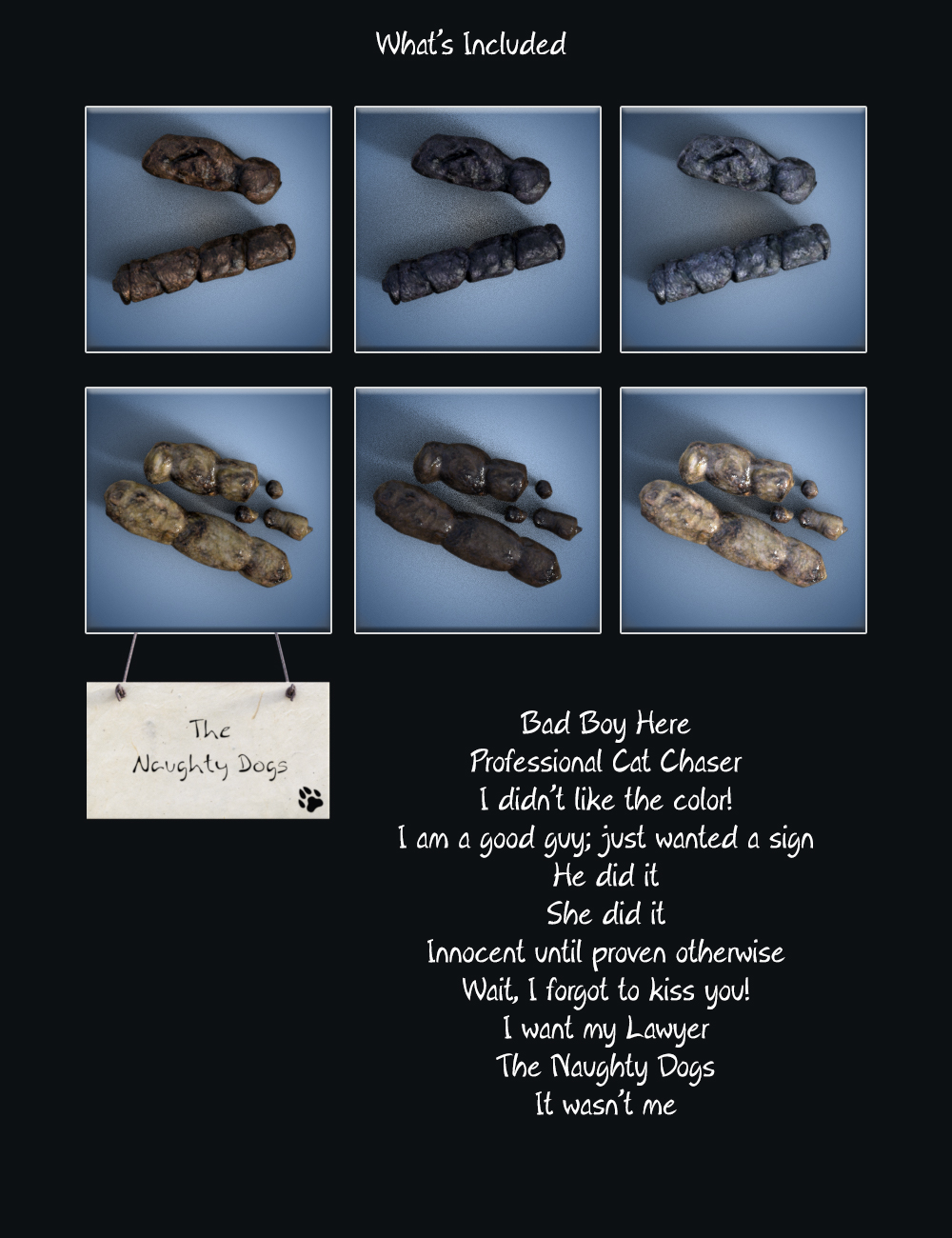 Naughty Dog Props and Poses for Daz Dog 8 Naughty Dog Props and Poses for Daz Dog 8 by: Titan XiVirtual_World, 3D Models by Daz 3D