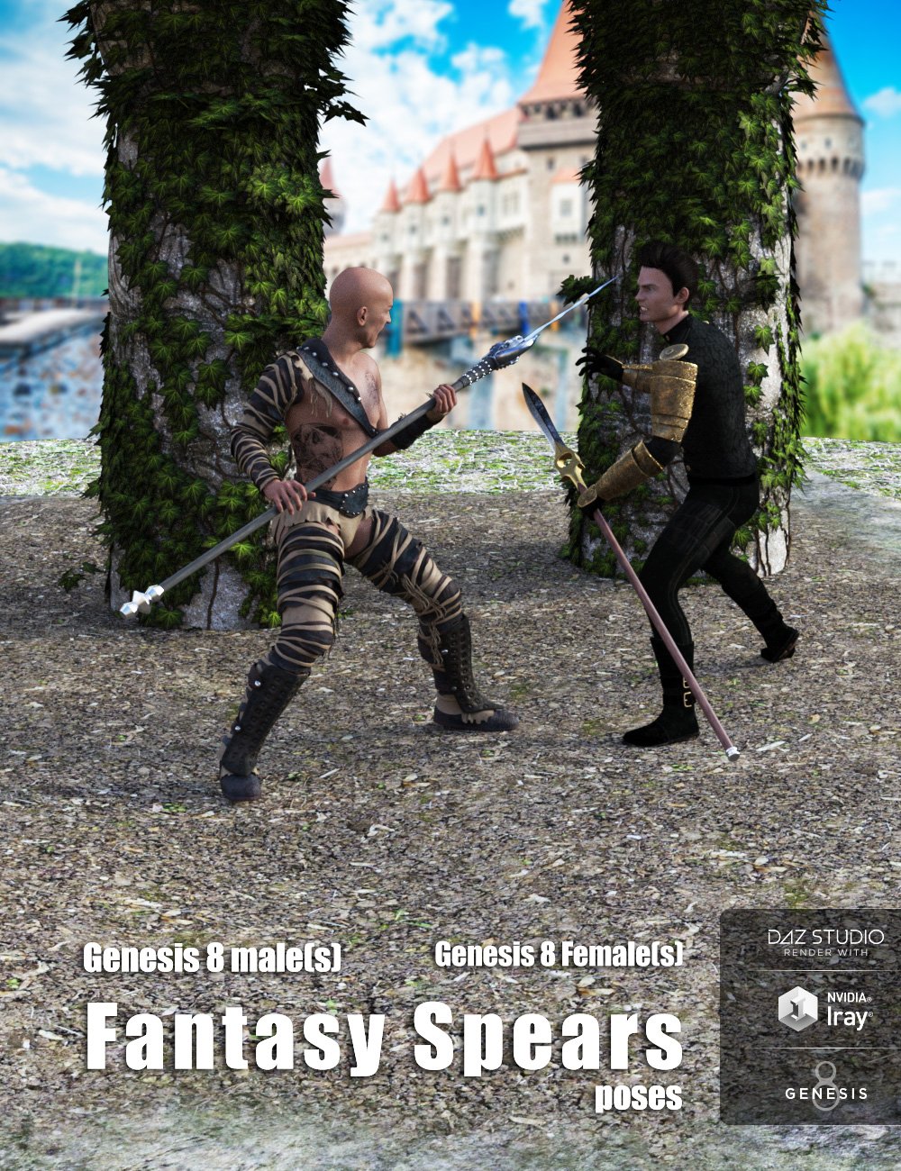 Fantasy Spears Poses for Genesis 8 Male(s) and Female(s) by: Muscleman, 3D Models by Daz 3D