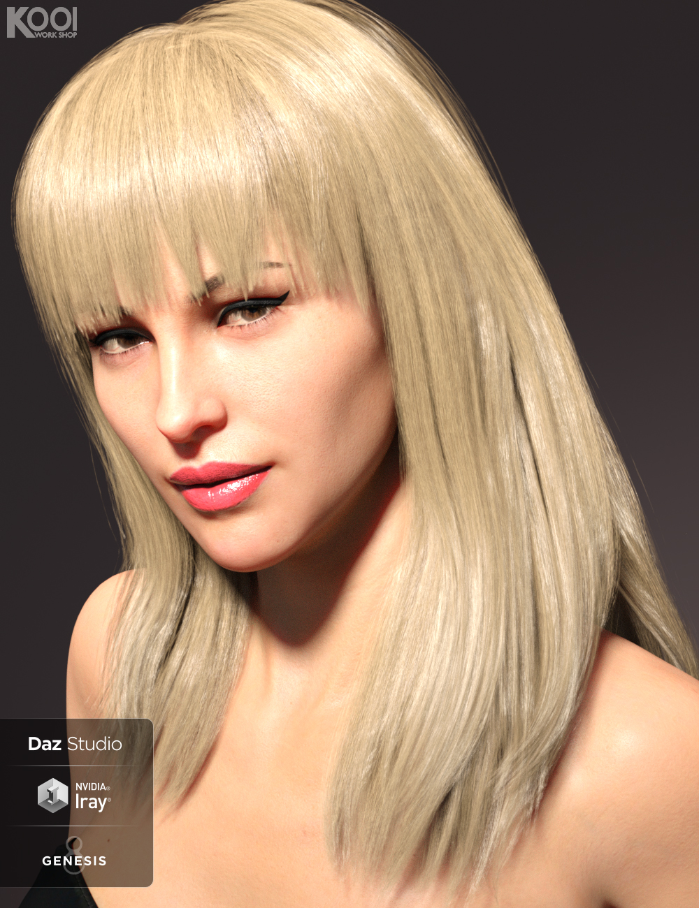 Alva Hair for Genesis 8 Female(s) by: Kool, 3D Models by Daz 3D