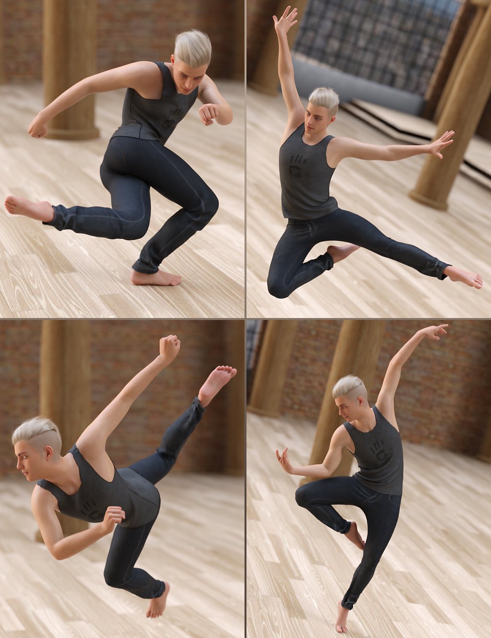 Modern Dance Troupe Poses for Genesis 8 by: FeralFey, 3D Models by Daz 3D