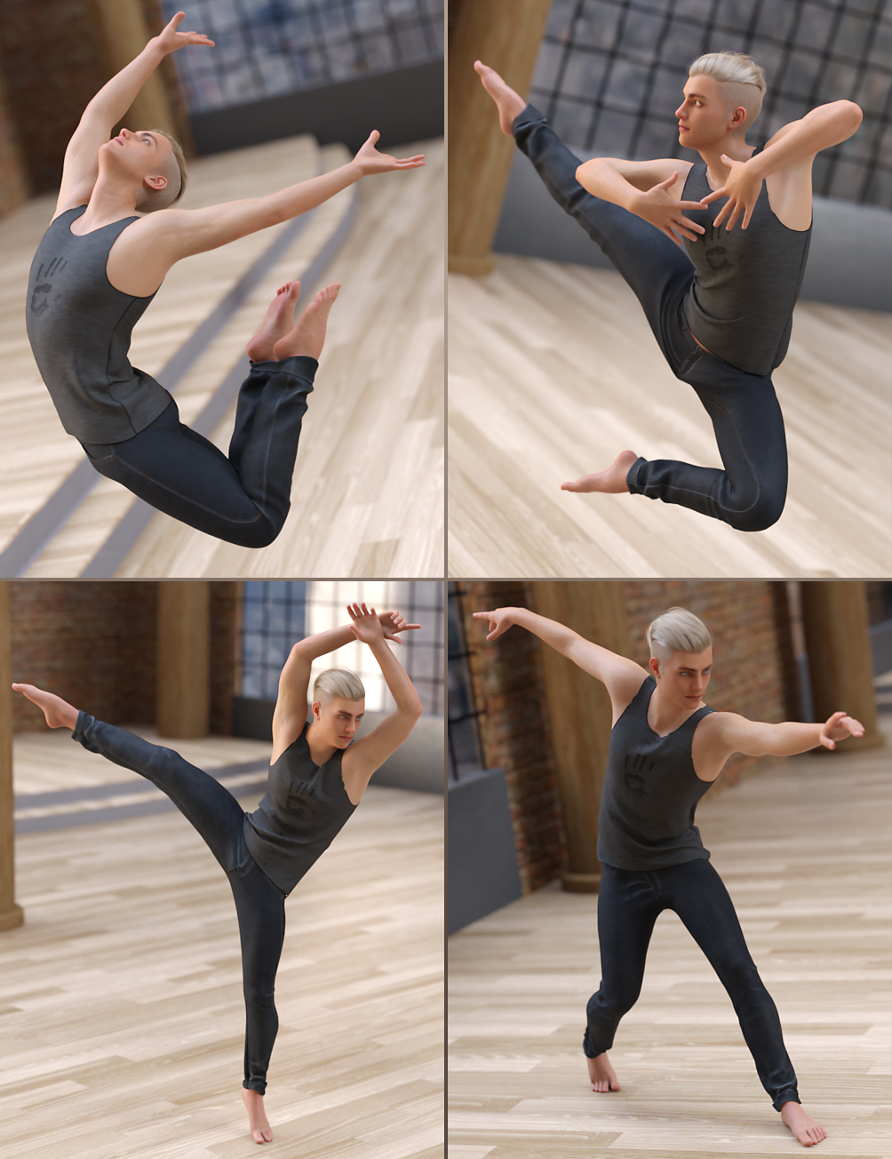 Modern Dance Troupe Poses for Genesis 8 by: FeralFey, 3D Models by Daz 3D