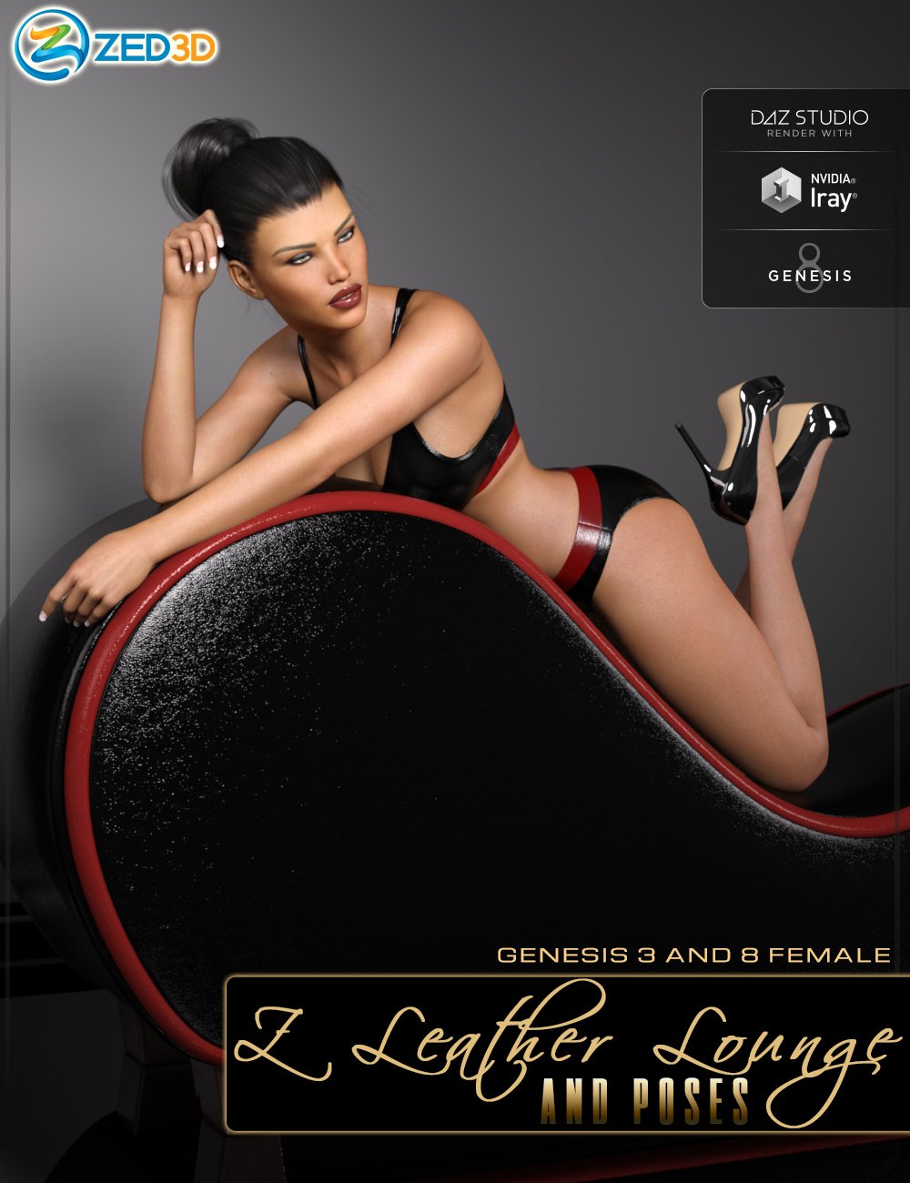 Z Leather Lounge - Prop and Poses for Genesis 3 and 8 Female by: Zeddicuss, 3D Models by Daz 3D