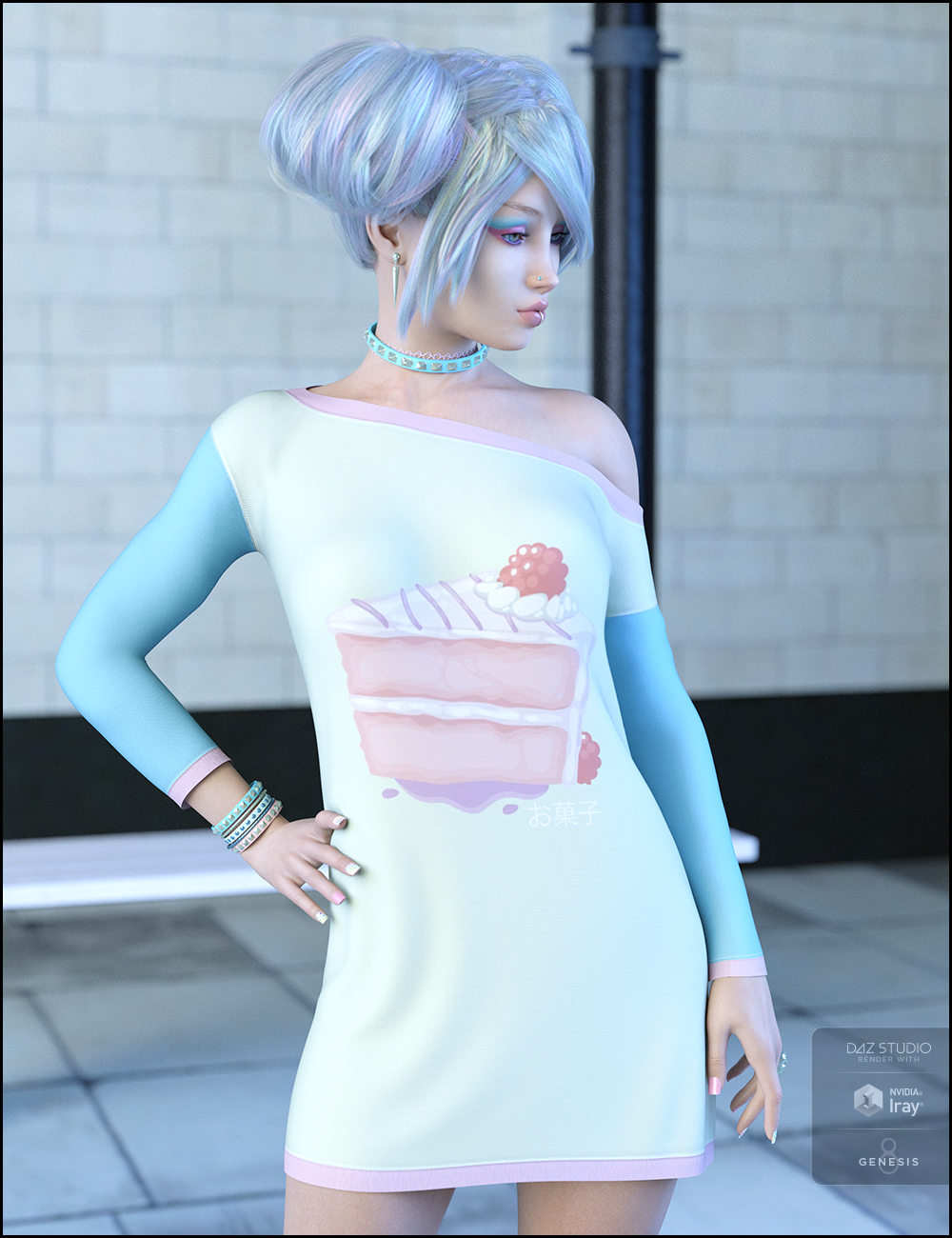 dForce Attitude Dress Kawaii Textures by: JessaiiDemonicaEvilius, 3D Models by Daz 3D