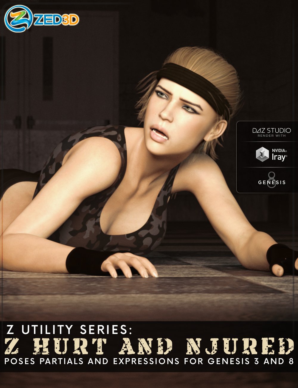 Z Utility Series: Hurt and Injured - Poses, Partials and Expressions for Genesis 3 and 8 by: Zeddicuss, 3D Models by Daz 3D
