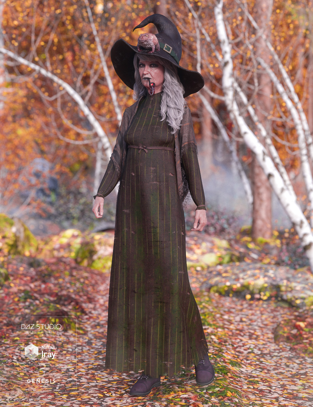 dForce Toad Witch Outfit Textures by: SadeMoonscape Graphics, 3D Models by Daz 3D
