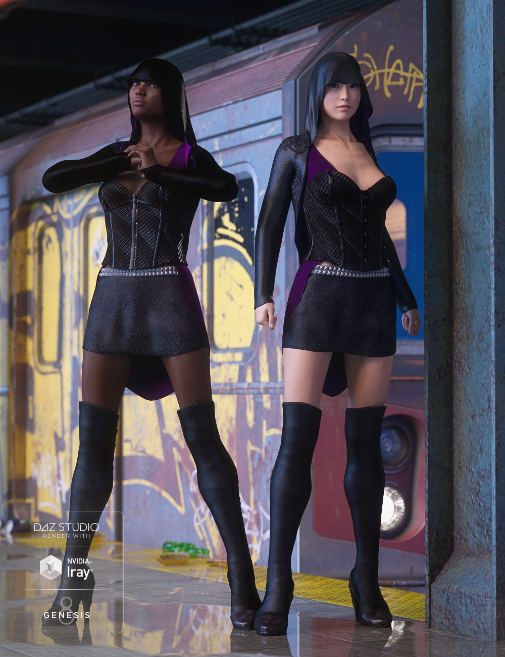 dForce Shadow Hive Outfit for Genesis 8 Female(s) by: Anna BenjaminBarbara Brundon, 3D Models by Daz 3D