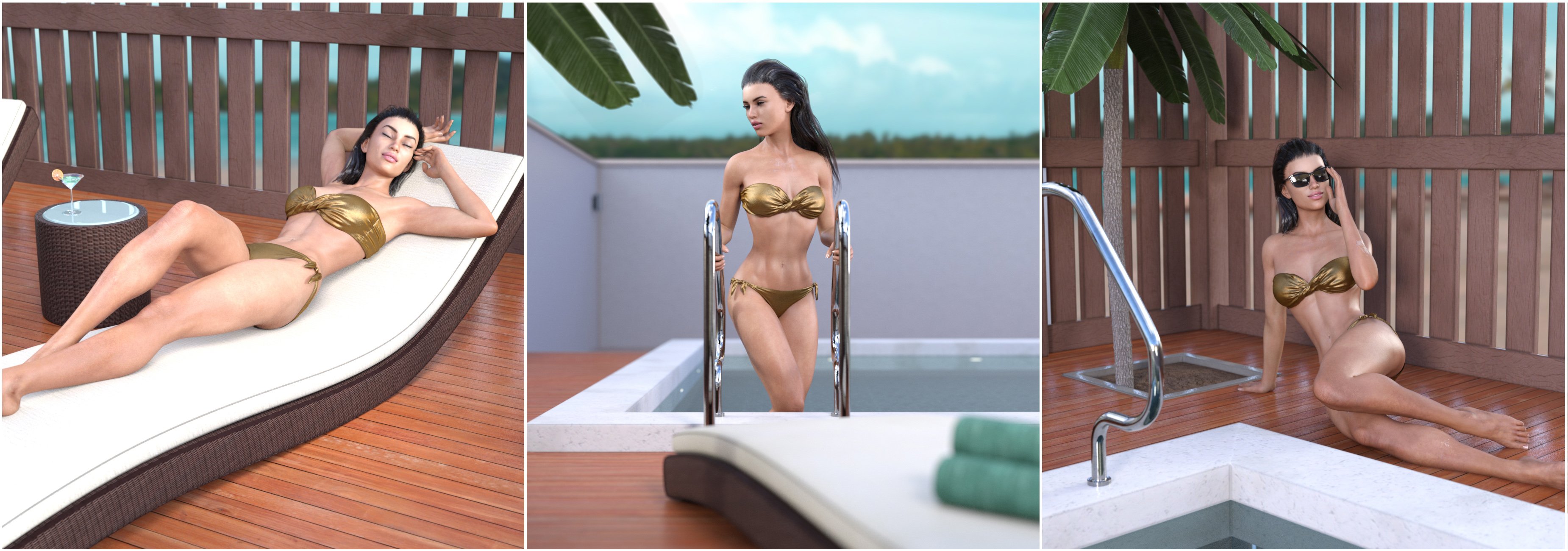 Z Outdoor Swimming Pool Environment and Poses by: Zeddicuss, 3D Models by Daz 3D