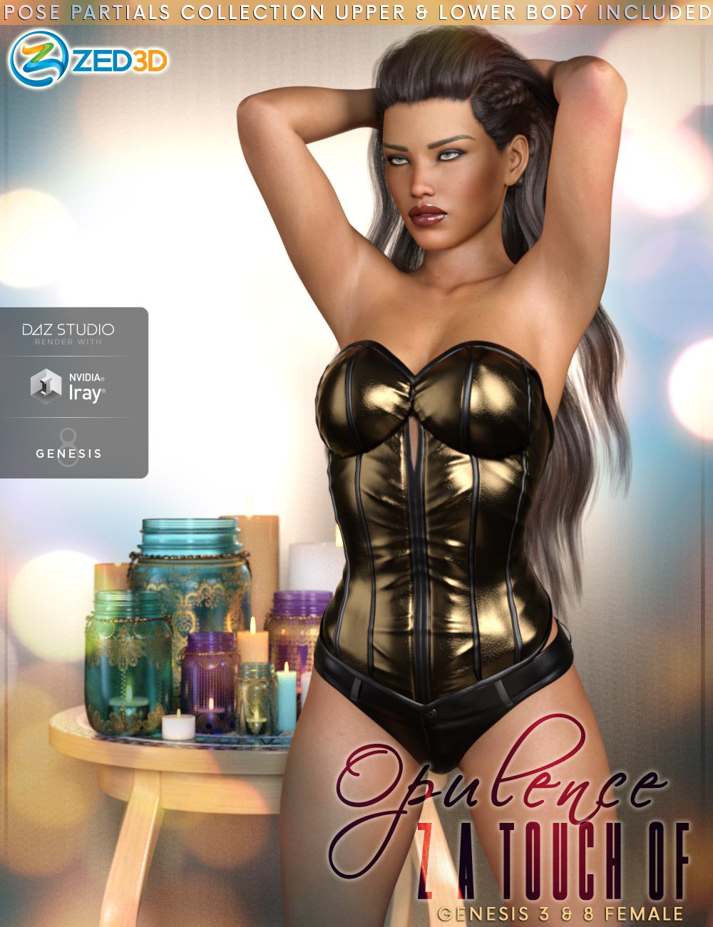 Z Touch Of Opulence - Poses and Partials for Genesis 3 and 8 Female by: Zeddicuss, 3D Models by Daz 3D