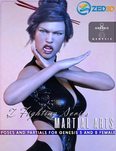 Z Fighting Series : Martial Arts - Poses and Partials for Genesis 3 and 8 Female by: Zeddicuss, 3D Models by Daz 3D