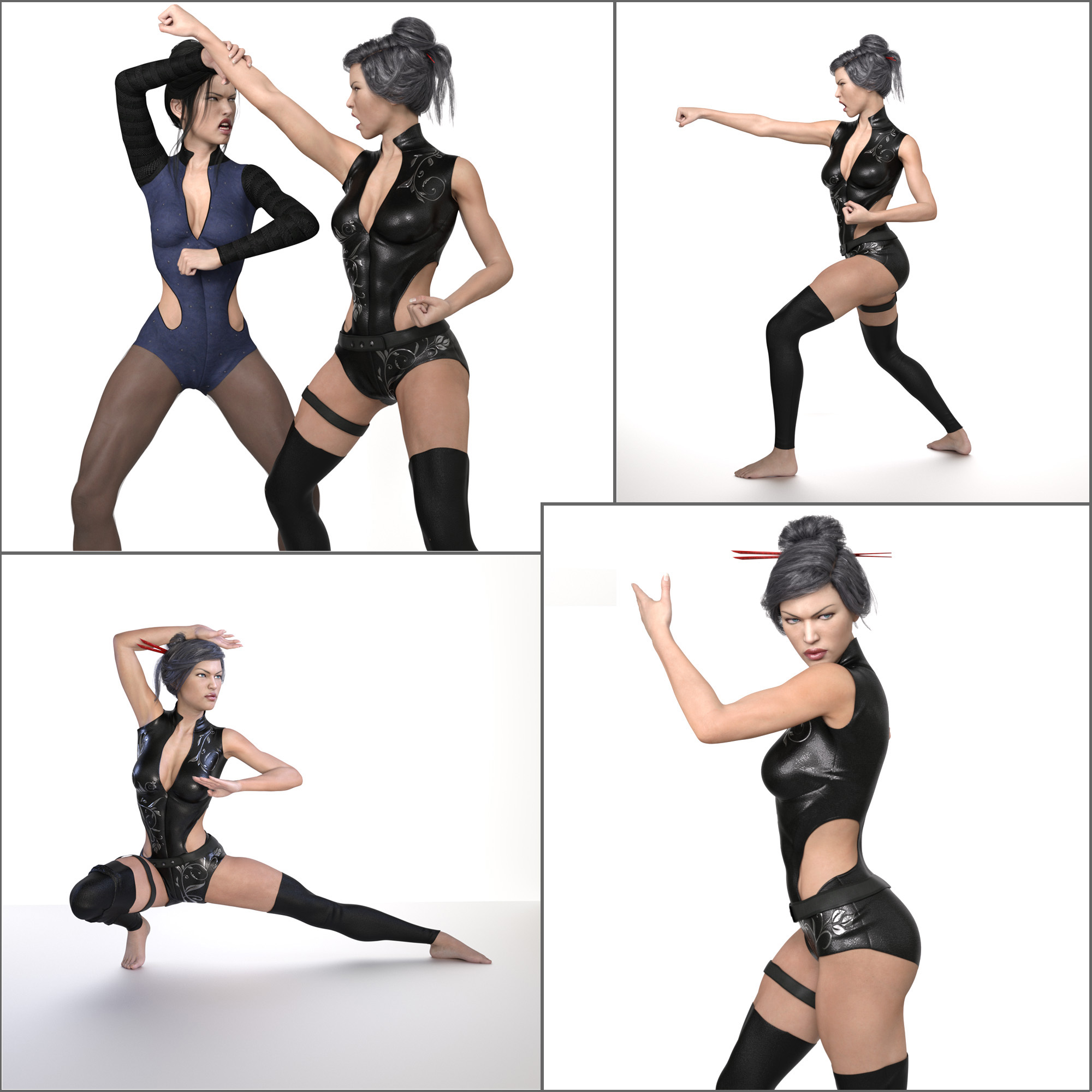 Z Fighting Series : Martial Arts - Poses and Partials for Genesis 3 and 8 Female by: Zeddicuss, 3D Models by Daz 3D