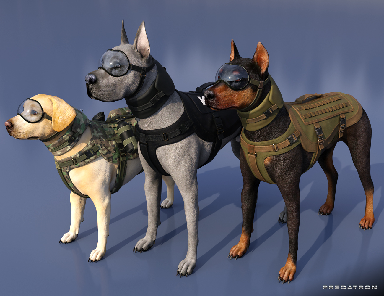 Utility Dog Vests for Daz Dog 8 by: Predatron, 3D Models by Daz 3D