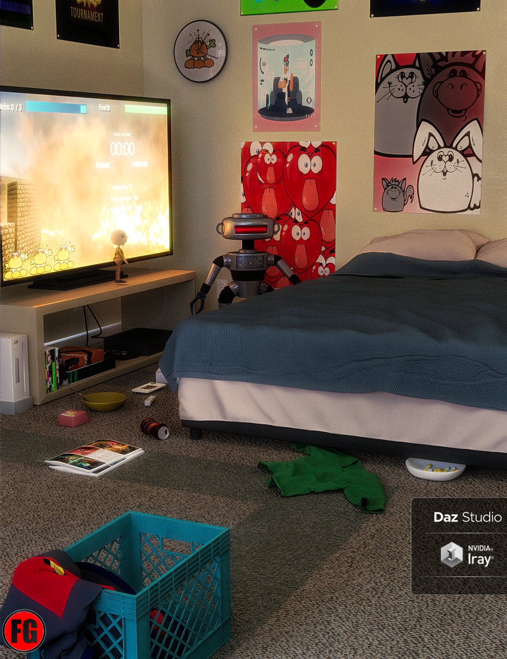 FG Gamer Room and Props by: Fugazi1968, 3D Models by Daz 3D