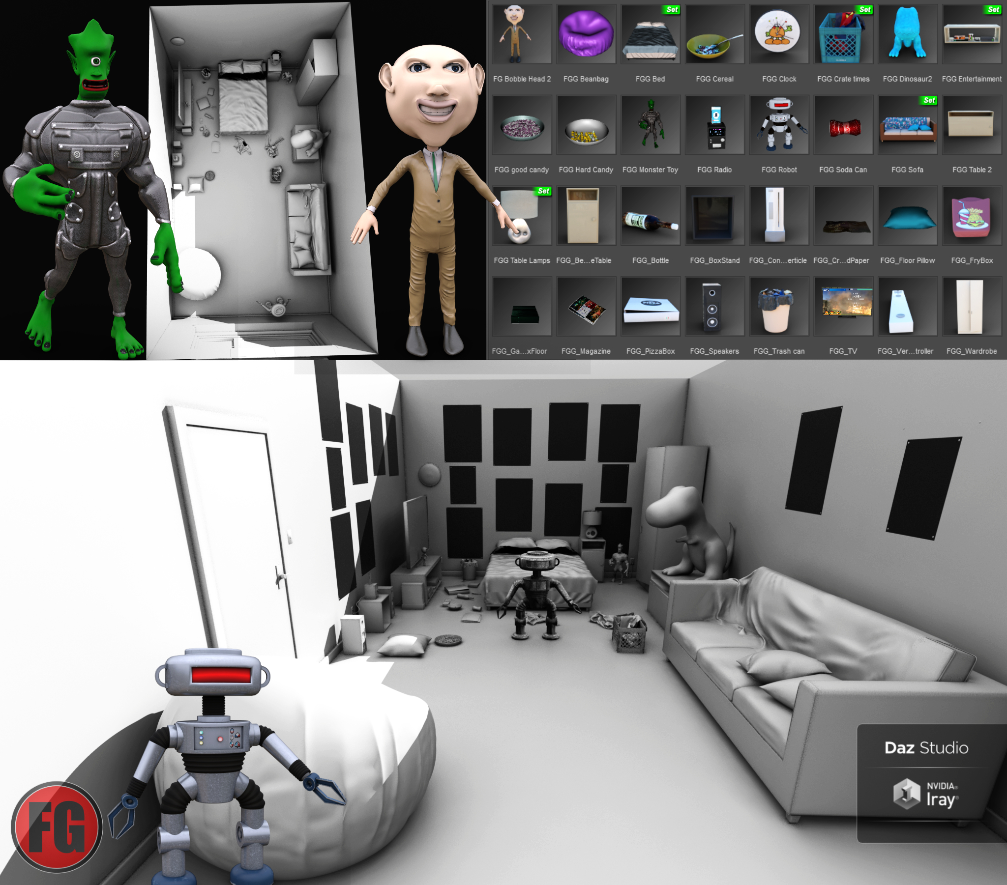FG Gamer Room and Props FG Gamer Room and Props by: Fugazi1968, 3D Models by Daz 3D