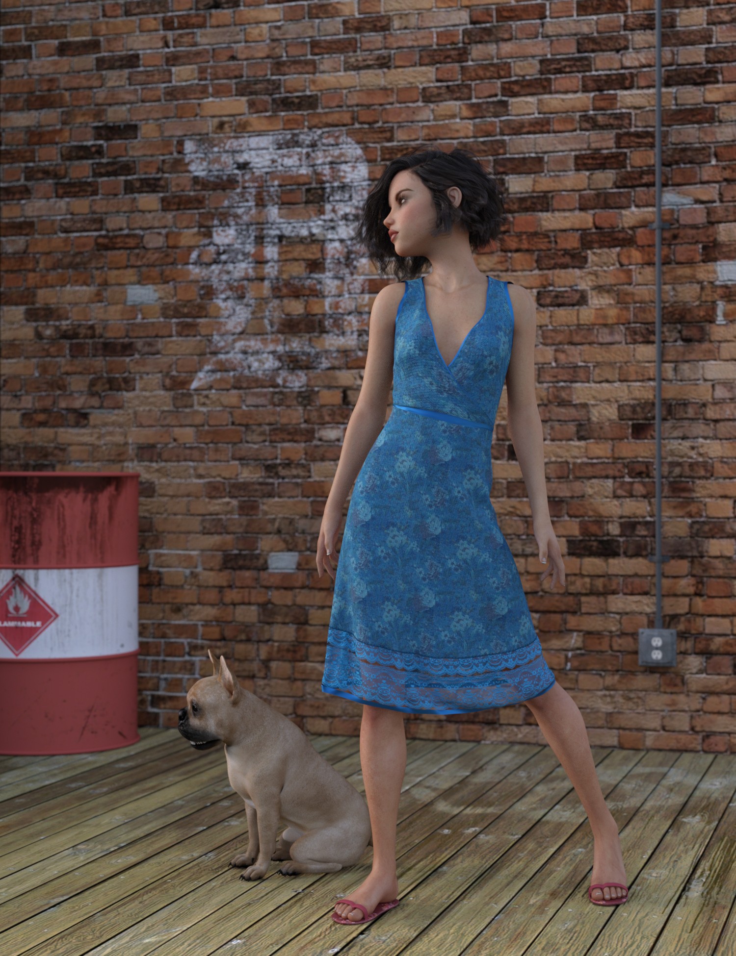 dForce Beachflower Summer Dress for Genesis 8 Female(s) by: AquariusImmersive-DreamWorld, 3D Models by Daz 3D