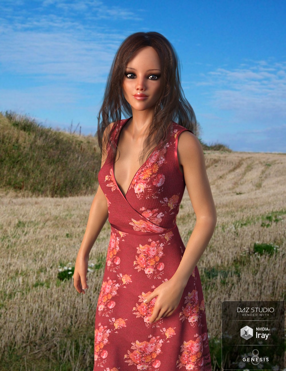 dForce Beachflower Summer Dress for Genesis 8 Female(s) by: AquariusImmersive-DreamWorld, 3D Models by Daz 3D