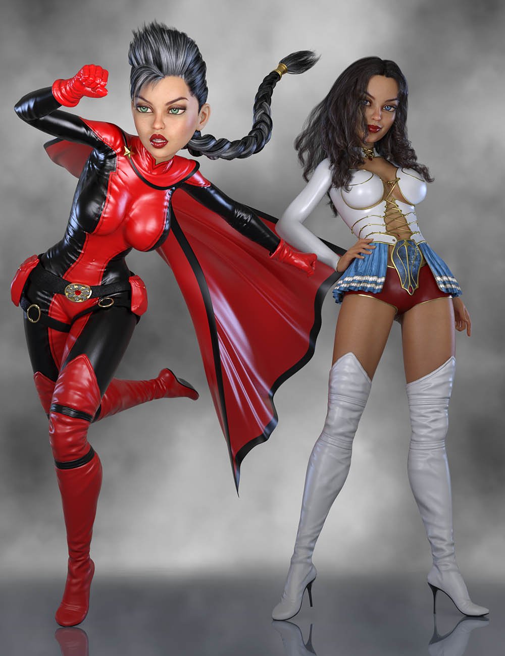 Capsces Comic Poses for The Girl 8 and Aiko 8 by: Capsces Digital Ink, 3D Models by Daz 3D