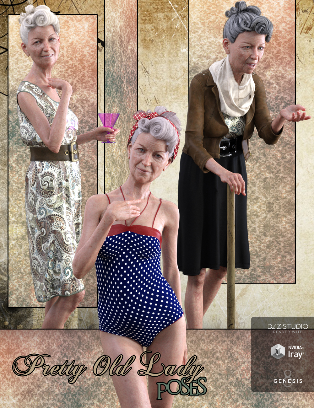 Pretty Old Lady Poses for Mabel 8 and Genesis 8 Female by: Muscleman, 3D Models by Daz 3D