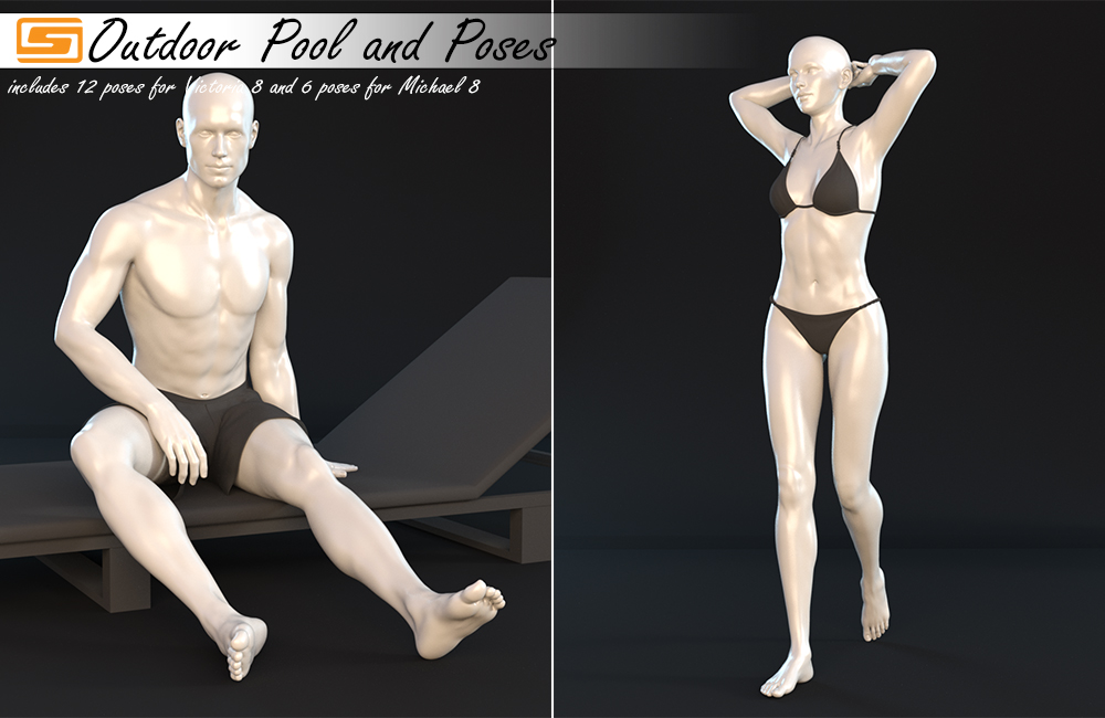 Outdoor Pool and Poses for Victoria 8 and Michael 8 Outdoor Pool and Poses for Victoria 8 and Michael 8 by: Sedor, 3D Models by Daz 3D