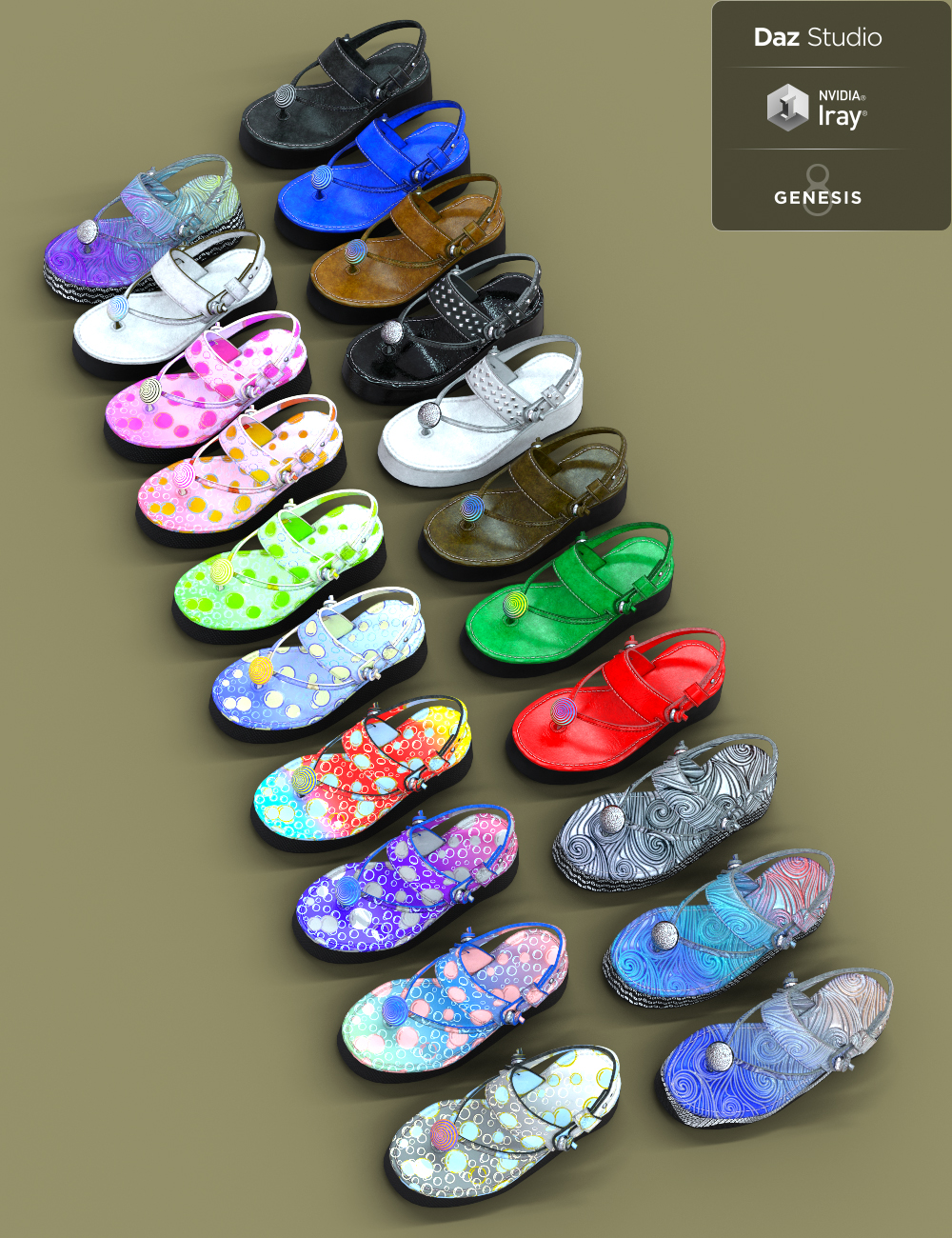 Jiwoo Sandals for Genesis 8 Female(s) by: chungdan, 3D Models by Daz 3D